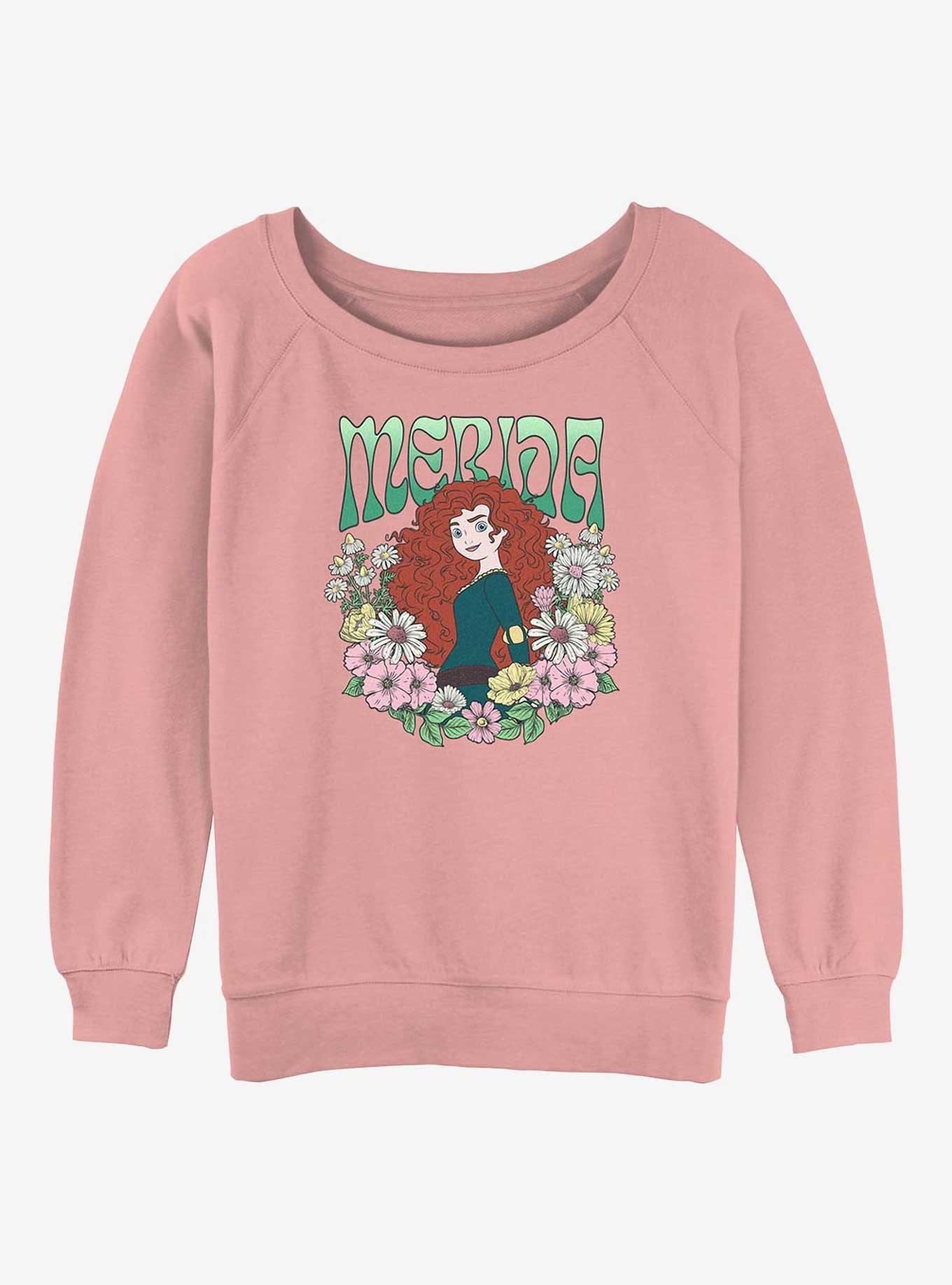Disney Princesses Merida Floral Wreath Girls Slouchy Sweatshirt, DESERTPNK, hi-res