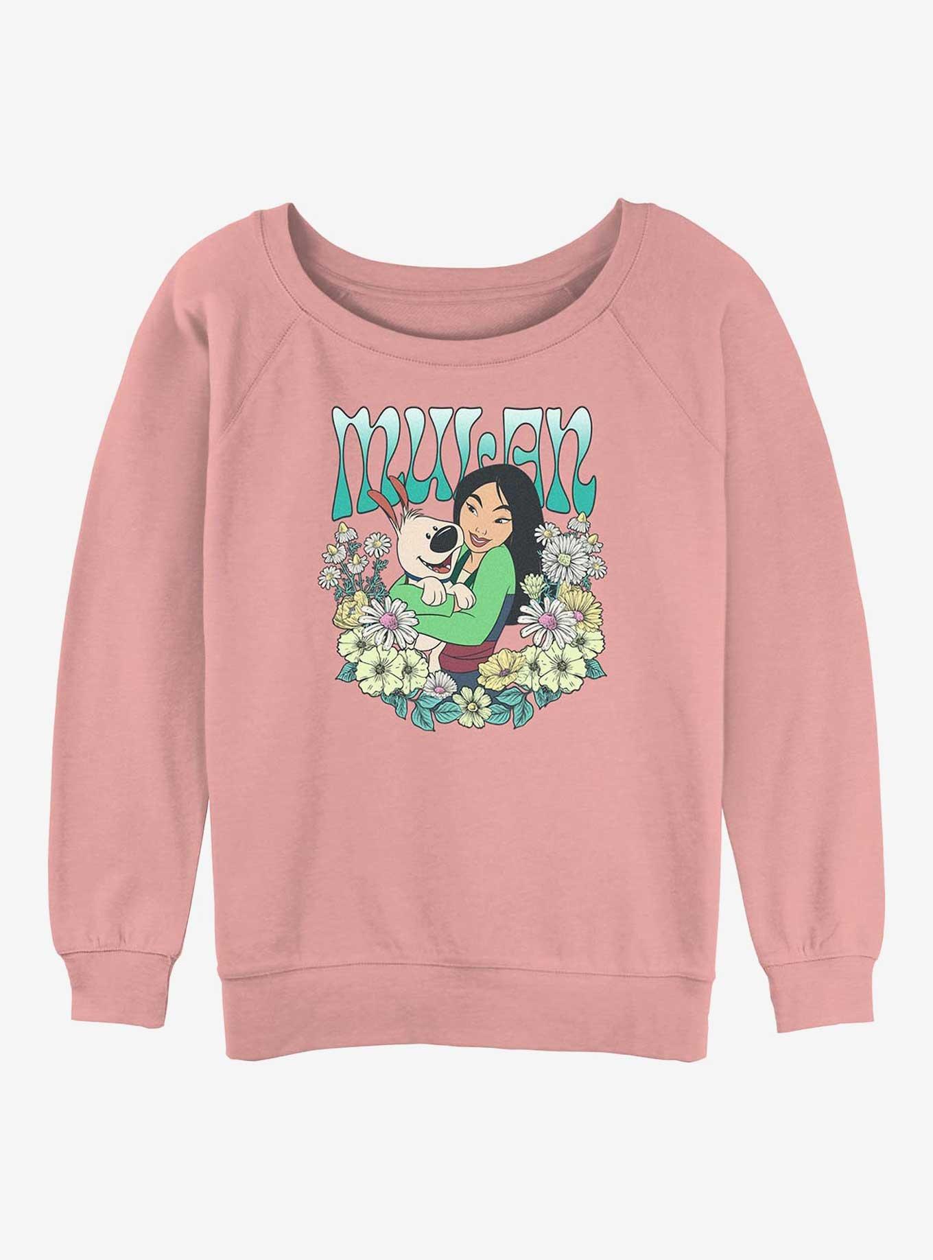 Disney Princesses Mulan Floral Wreath Girls Slouchy Sweatshirt
