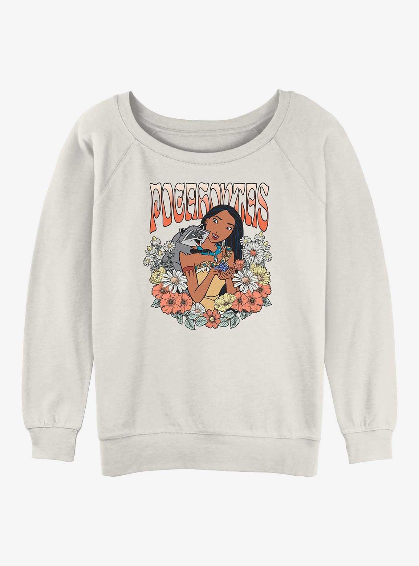 Disney Princesses Pocahontas Floral Wreath Girls Slouchy Sweatshirt, EGRET, hi-res