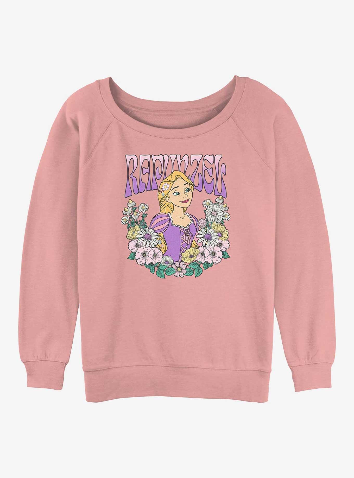 Disney Princesses Rapunzel Floral Wreath Girls Slouchy Sweatshirt, DESERTPNK, hi-res