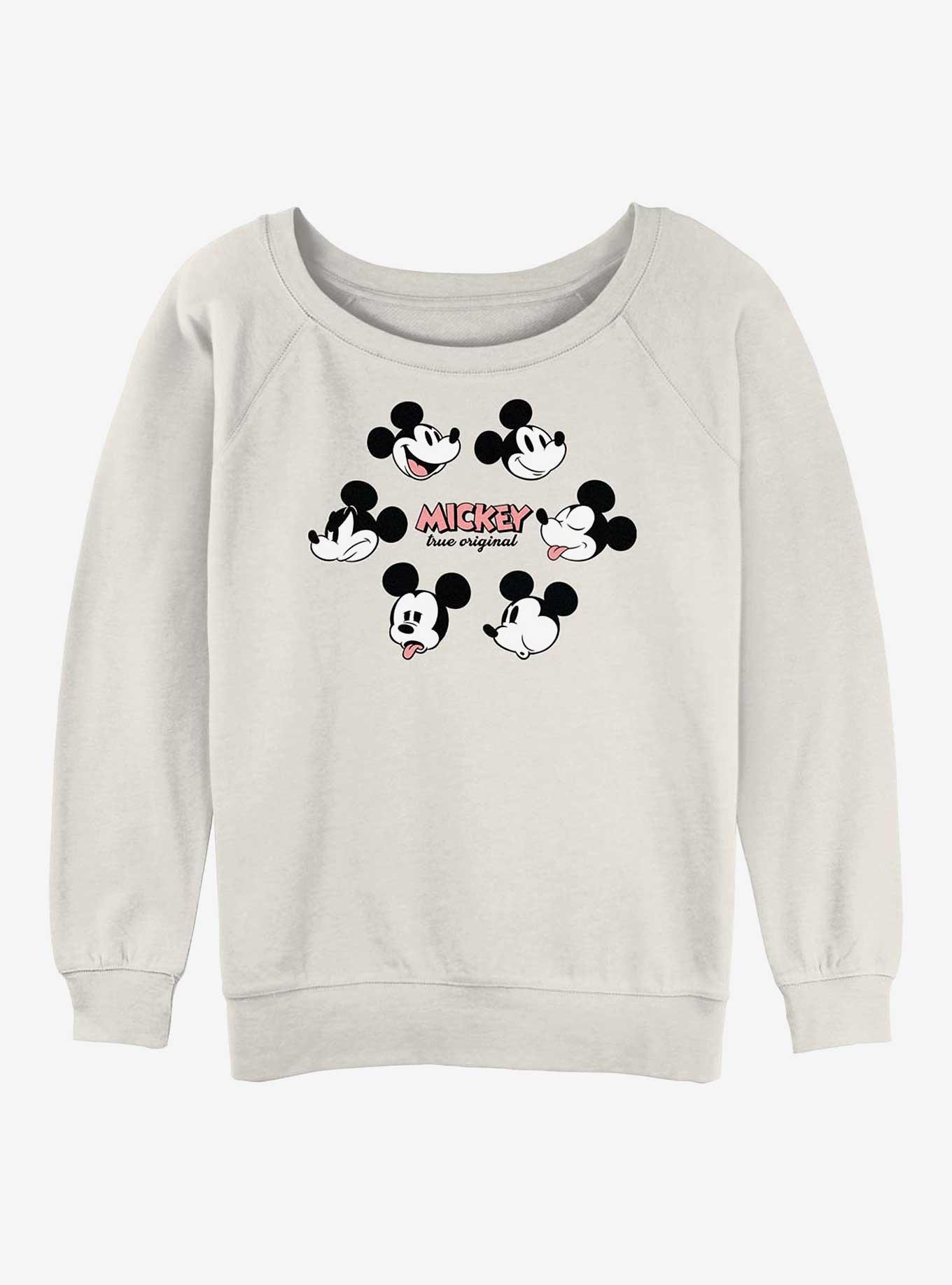 Disney Mickey Mouse Faces Girls Slouchy Sweatshirt, EGRET, hi-res