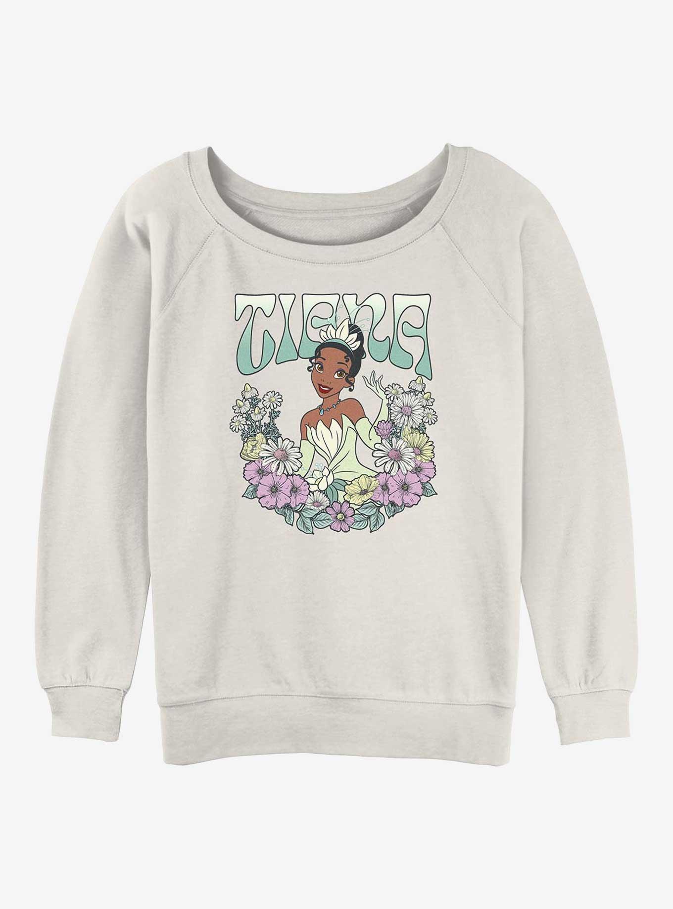 Disney Princesses Tiana Floral Wreath Girls Slouchy Sweatshirt, EGRET, hi-res