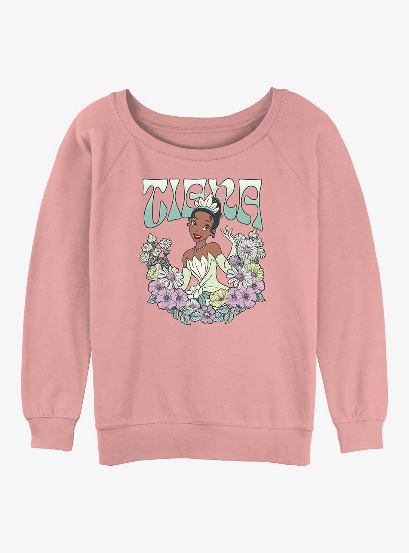 Disney Princesses Tiana Floral Wreath Girls Slouchy Sweatshirt, DESERTPNK, hi-res