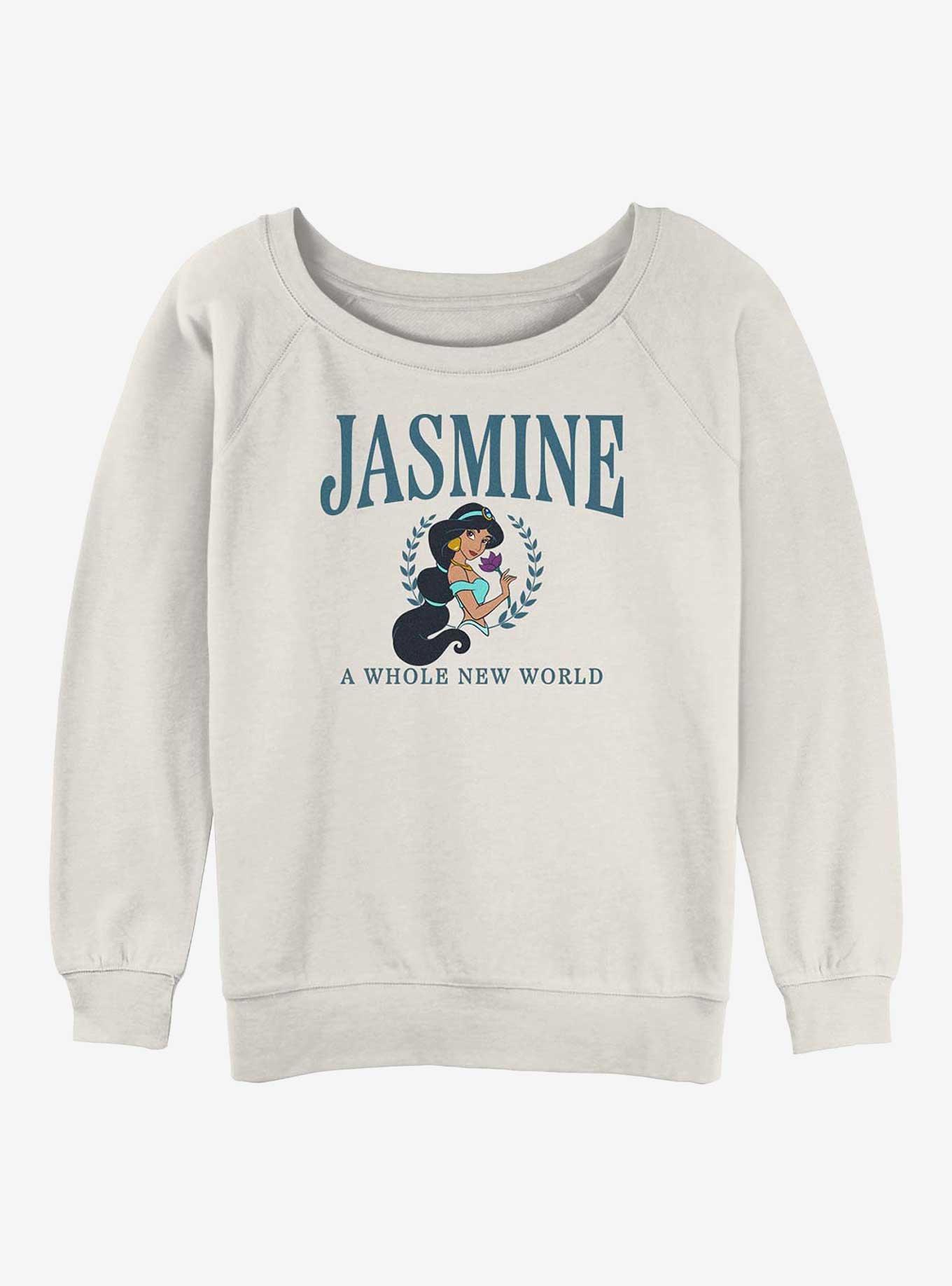 Disney Princesses Jasmine Collegiate Girls Slouchy Sweatshirt, EGRET, hi-res