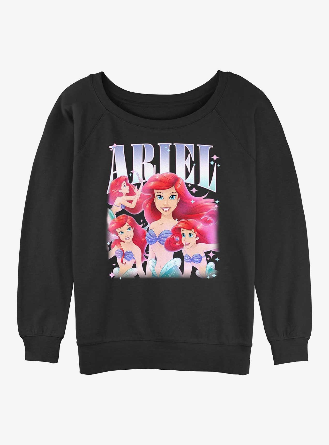 Disney Princesses Ariel Retro Girls Slouchy Sweatshirt, BLACK, hi-res