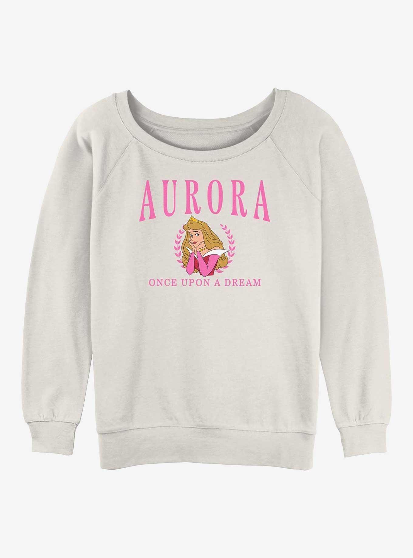 Disney Princesses Aurora Collegiate Girls Slouchy Sweatshirt, EGRET, hi-res