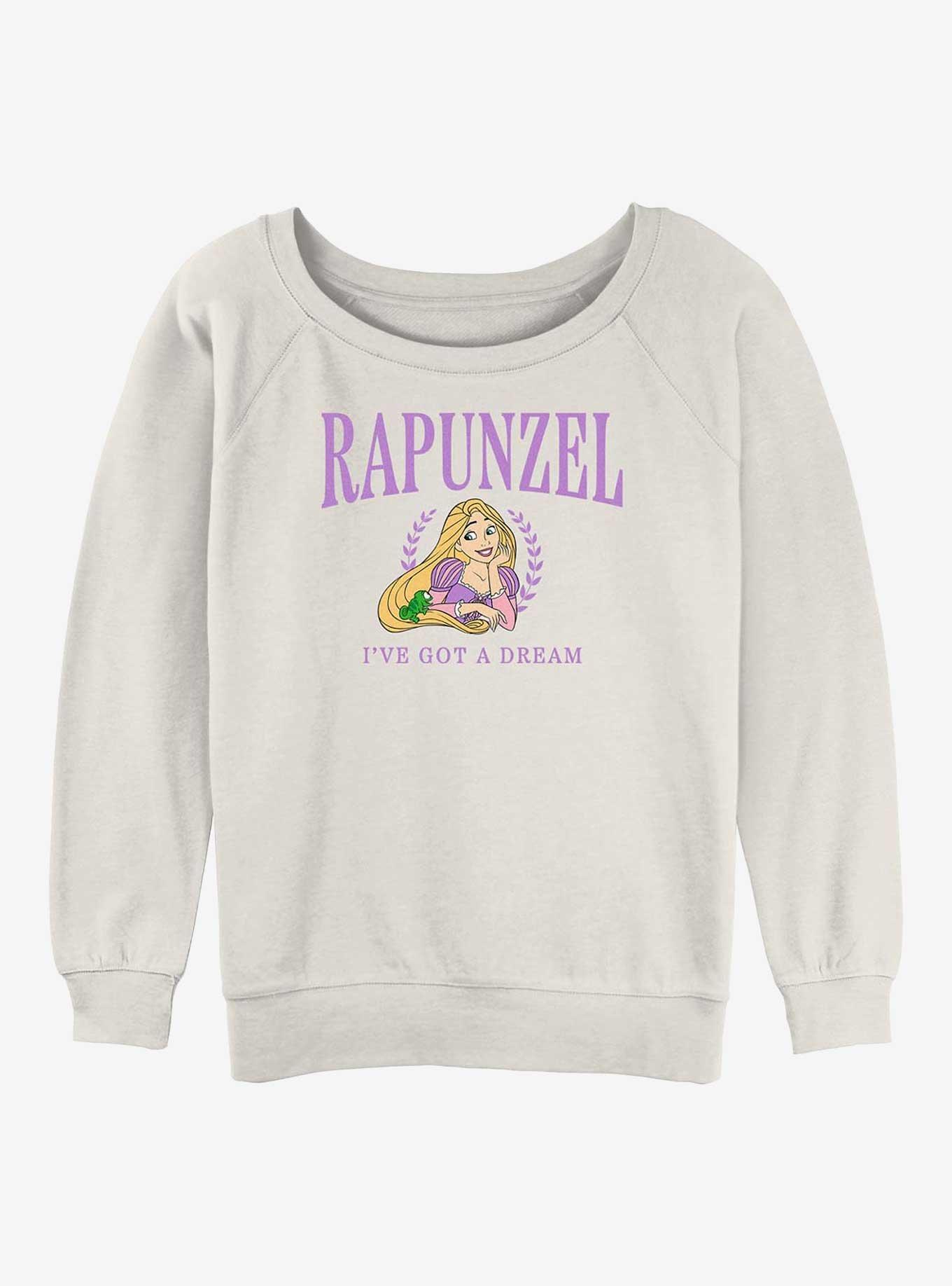 Disney Princesses Rapunzel Collegiate Girls Slouchy Sweatshirt, EGRET, hi-res