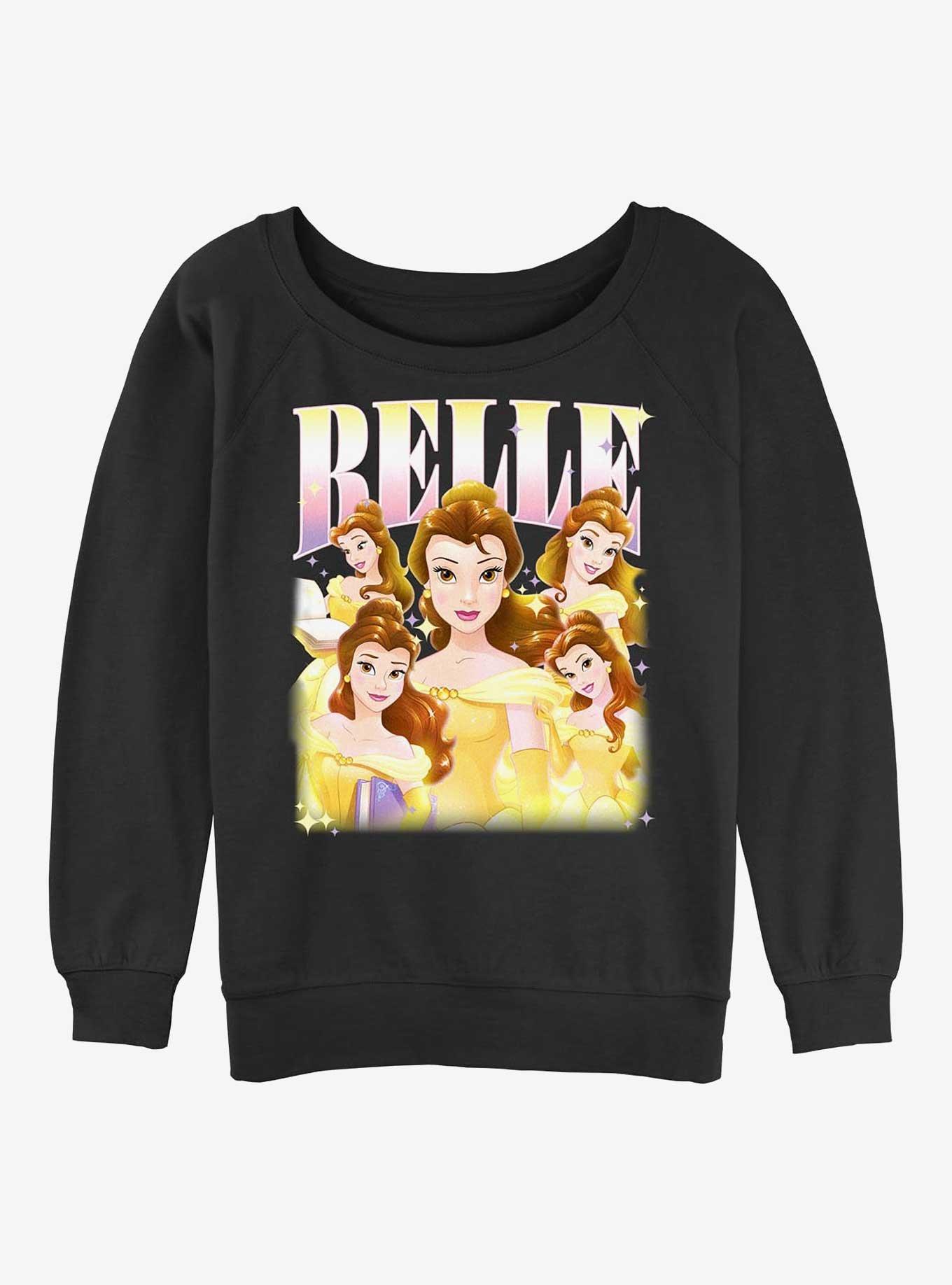 Disney Princesses Belle Retro Girls Slouchy Sweatshirt, BLACK, hi-res