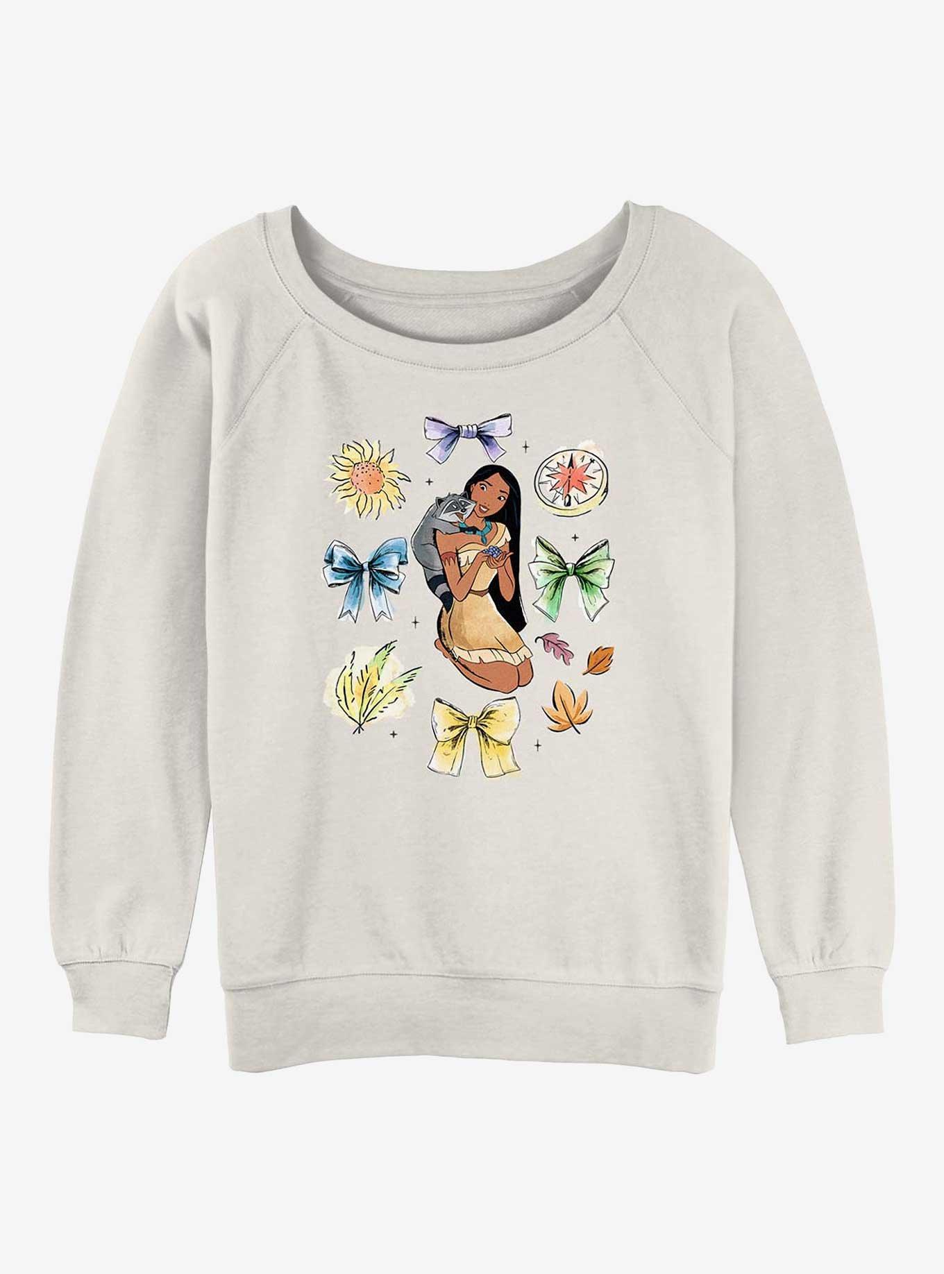 Disney Princesses Pocahontas Bows Girls Slouchy Sweatshirt, EGRET, hi-res