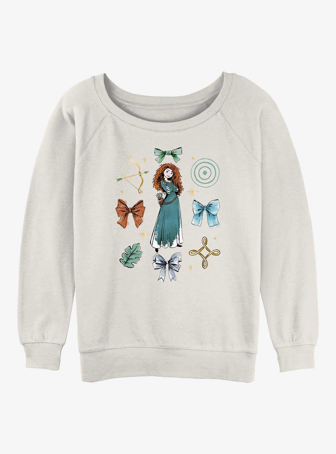 Disney Princesses Merida Bows Girls Slouchy Sweatshirt, EGRET, hi-res