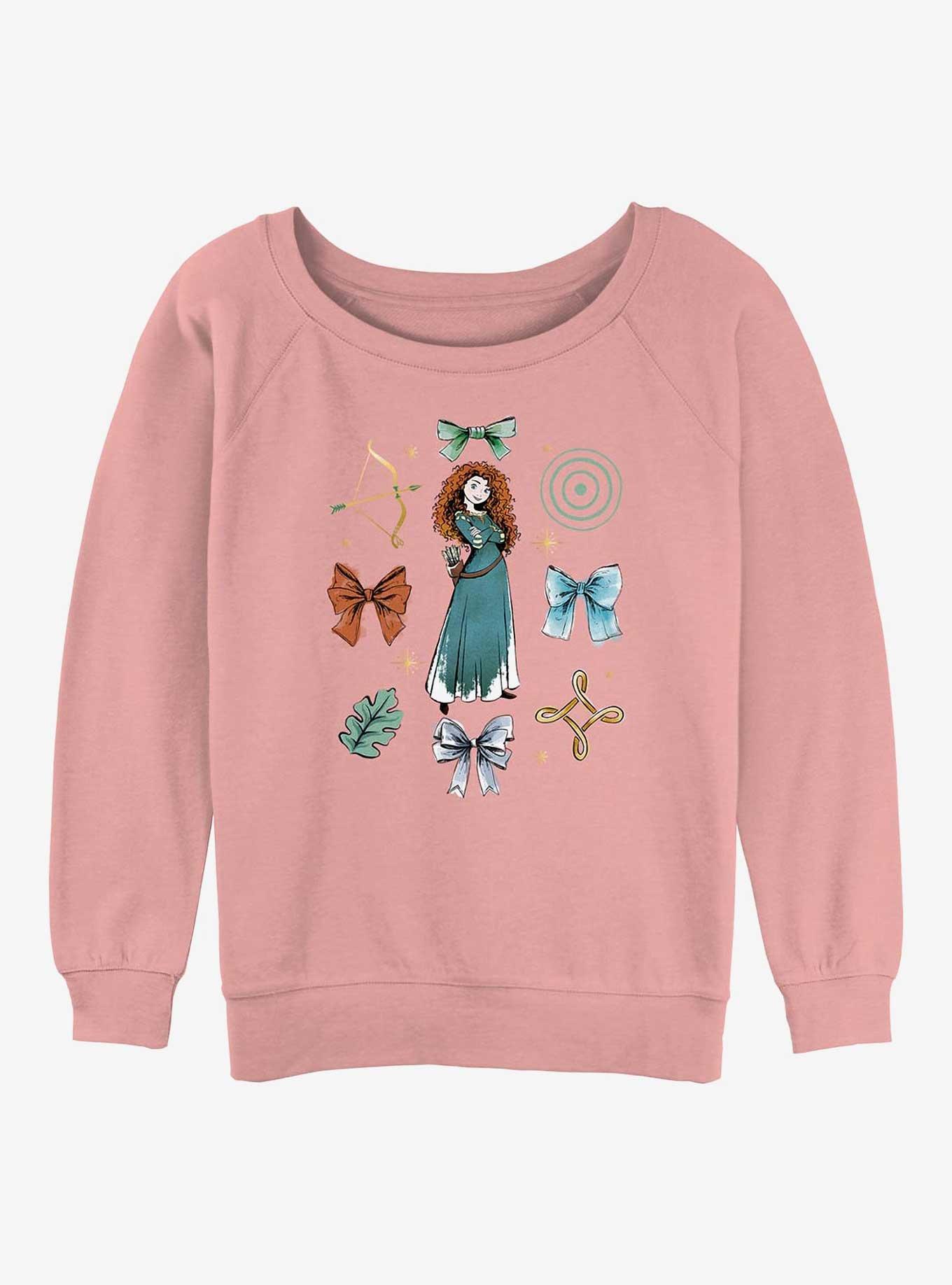 Disney Princesses Merida Bows Girls Slouchy Sweatshirt, DESERTPNK, hi-res