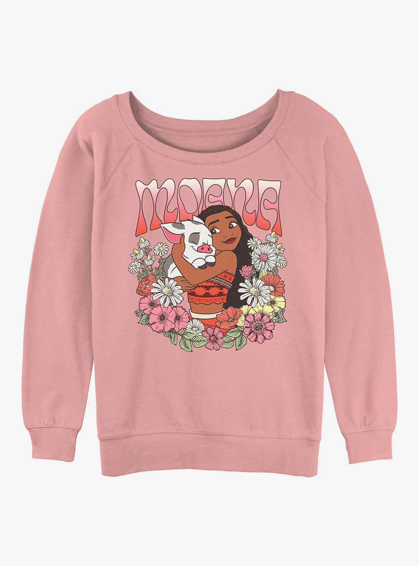 Disney Princesses Moana Floral Wreath Girls Slouchy Sweatshirt, , hi-res