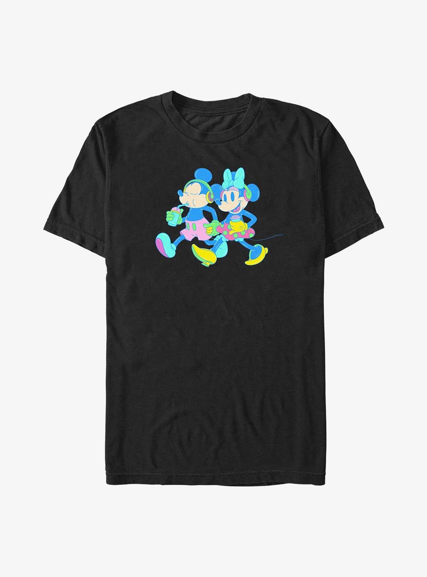Disney Mickey Mouse And Minnie Neon T-Shirt, BLACK, hi-res