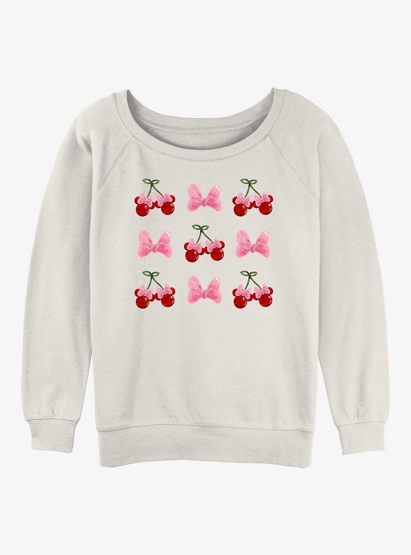 Disney Minnie Mouse Minnie Cherries And Bows Girls Slouchy Sweatshirt, EGRET, hi-res