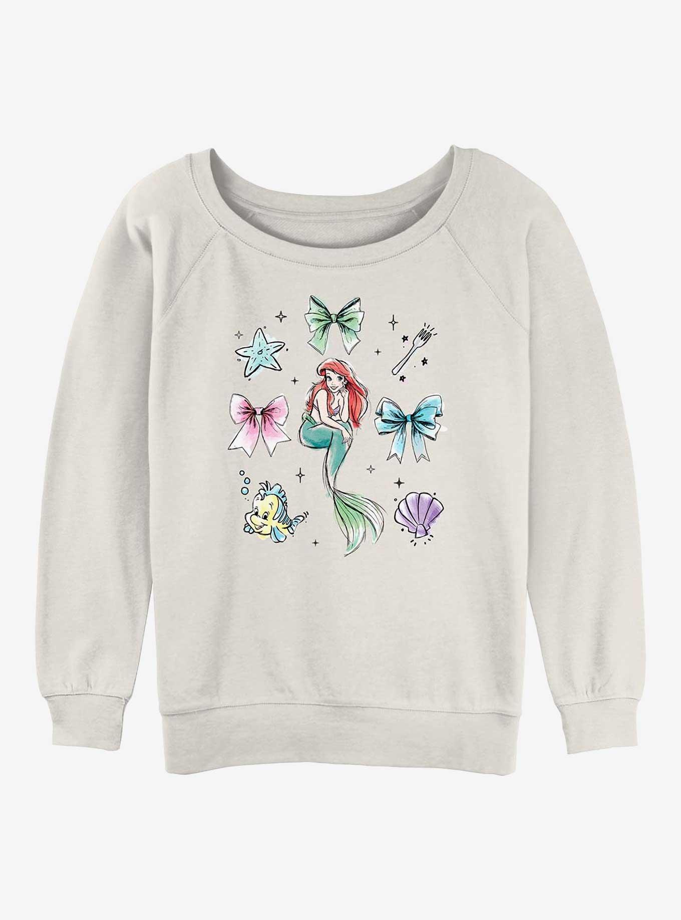 Disney Princesses Ariel Bows Girls Slouchy Sweatshirt, EGRET, hi-res