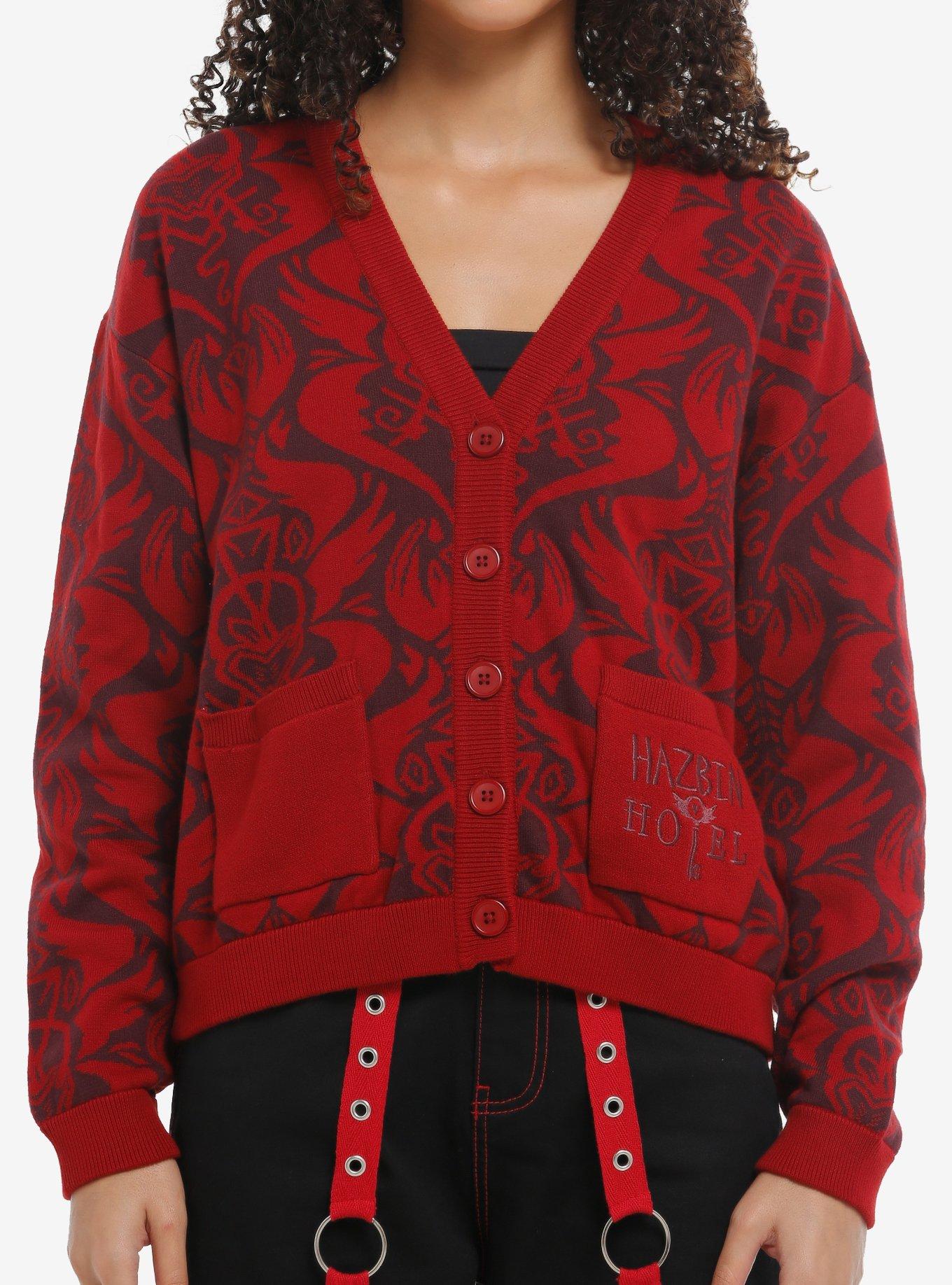 Hazbin Hotel Wallpaper Girls Crop Cardigan, , hi-res