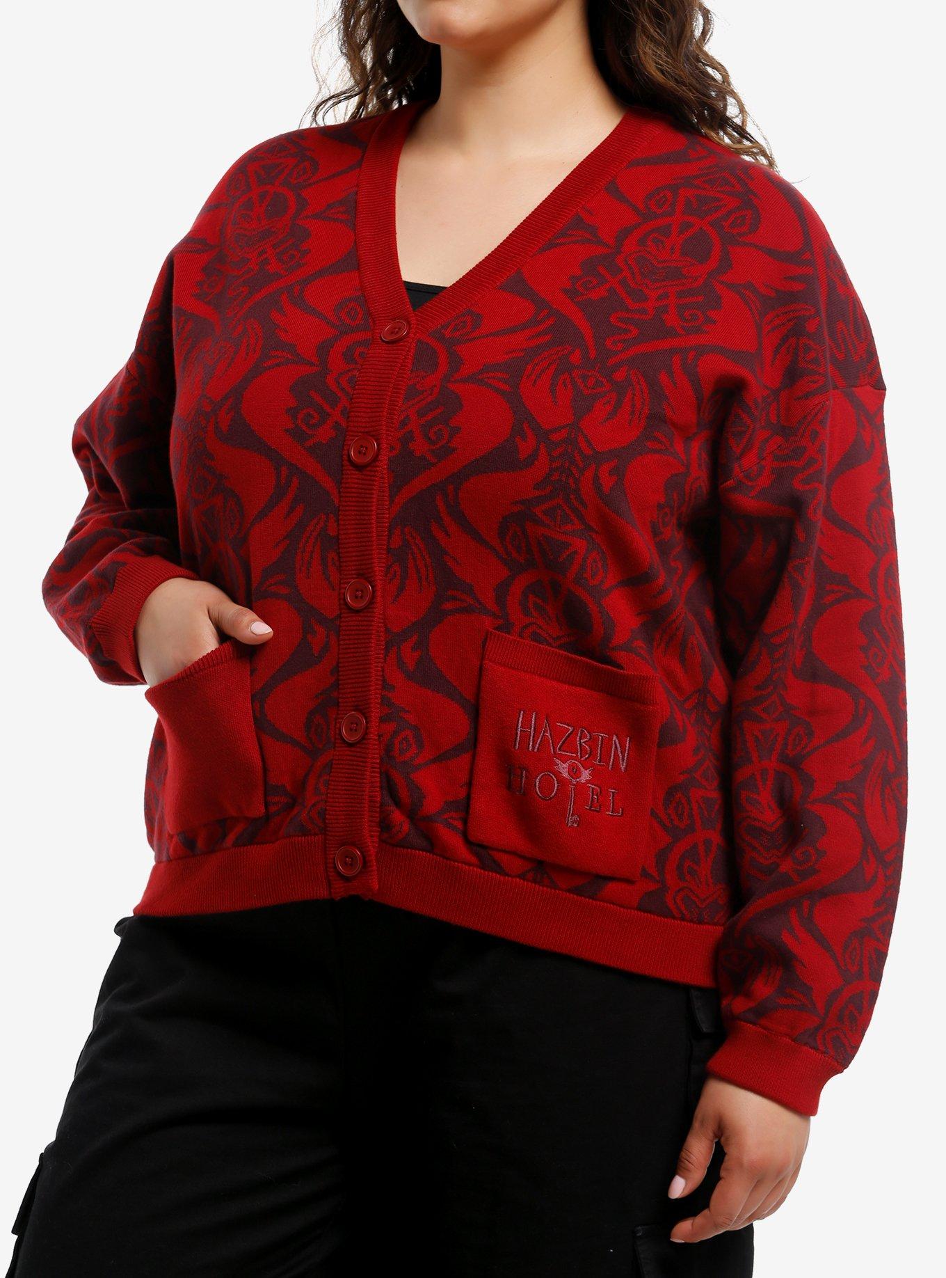 Hazbin Hotel Wallpaper Girls Crop Cardigan Plus Size, , hi-res