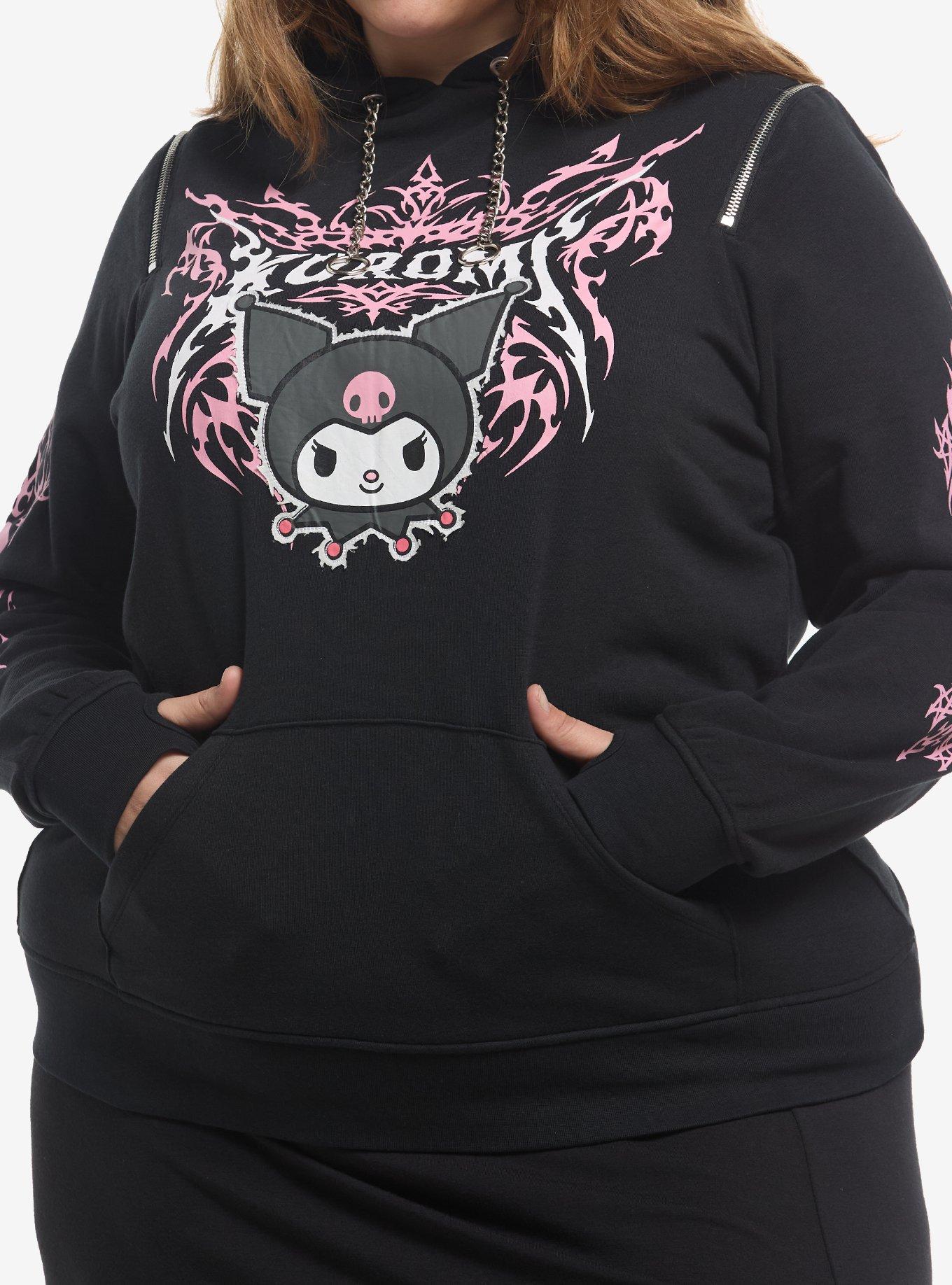 Kuromi Metal Girls Oversized Hoodie Plus Size, , hi-res