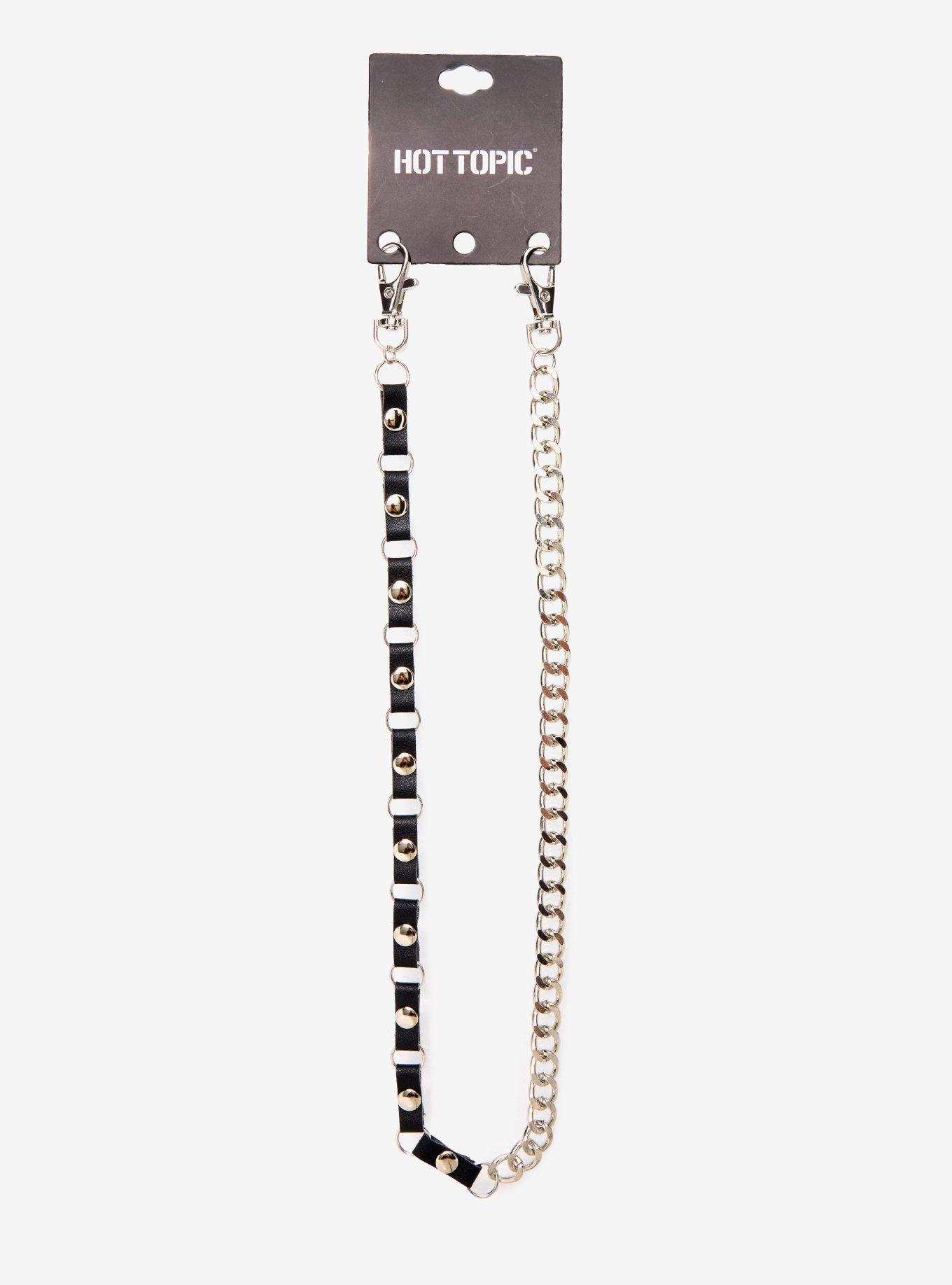 Split Chain & Faux Leather 18 Inch Wallet Chain, , hi-res
