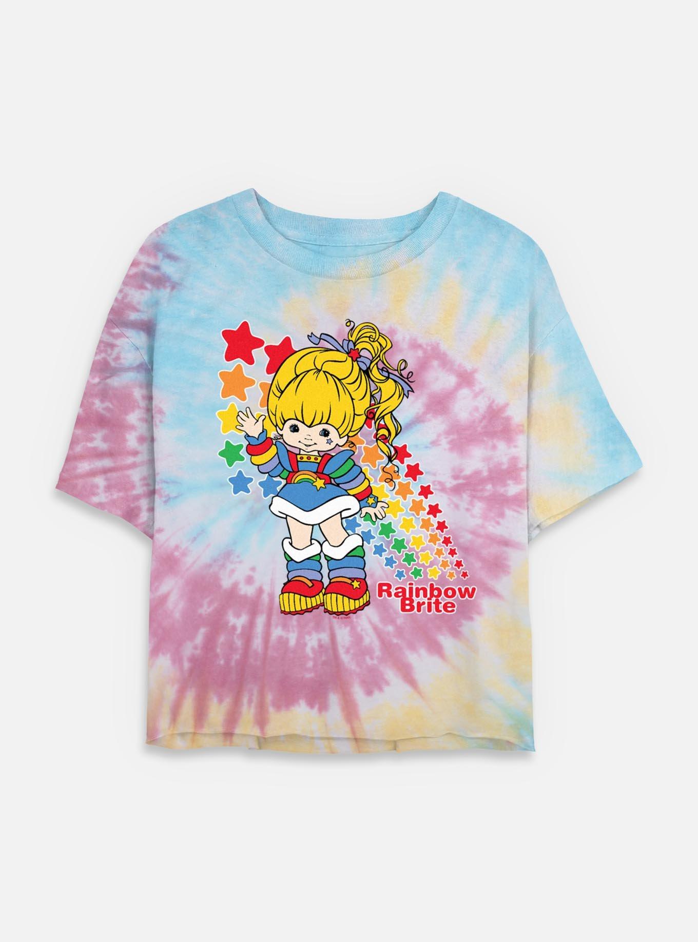 Rainbow Brite Rainbow Stars Tie Dye Crop Womens  T-Shirt, , hi-res