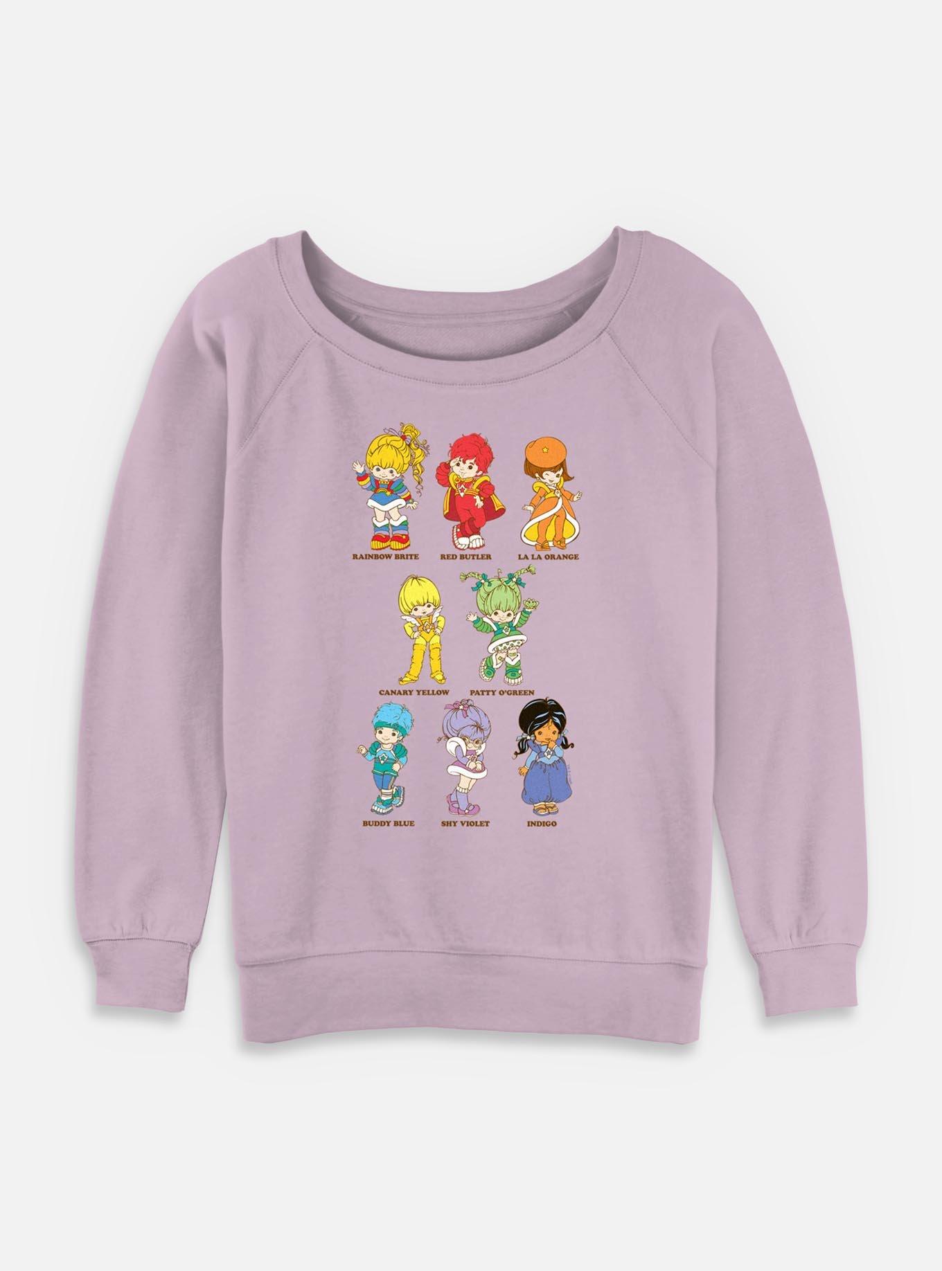 Rainbow Brite Rainbow Textbook Friends Womens Slouchy Sweatshirt, LAVENDER, hi-res