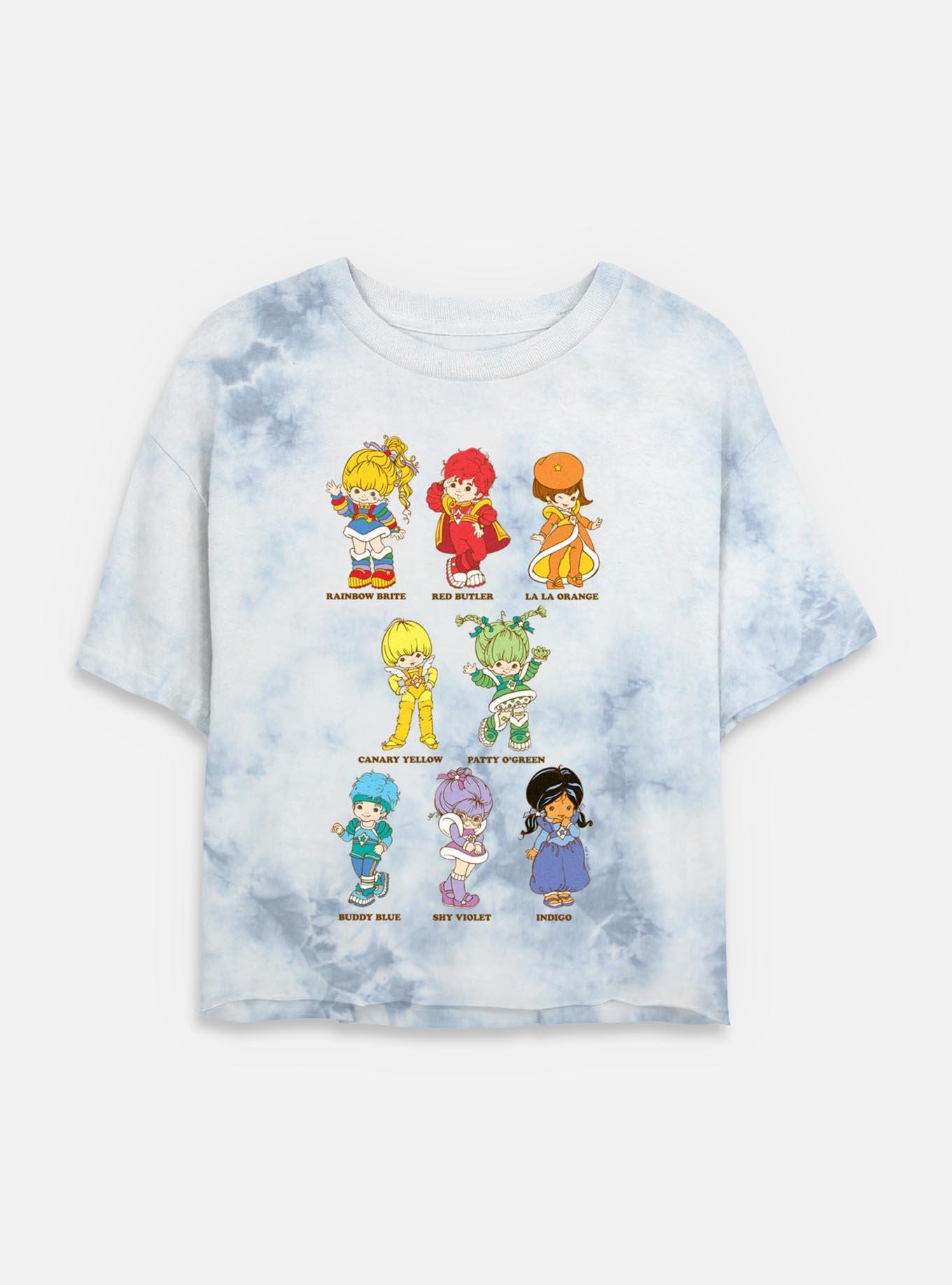 Rainbow Brite Rainbow Textbook Friends Tie Dye Crop Womens T-Shirt, , hi-res