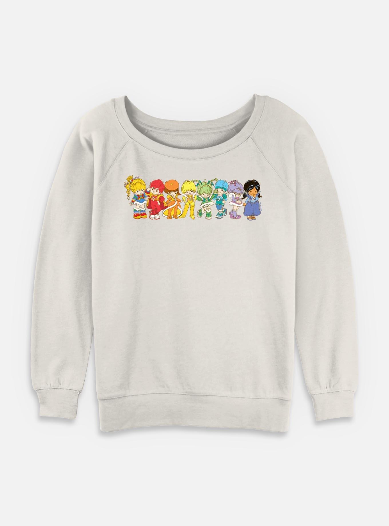 Rainbow Brite Line Up Womens Slouchy Sweatshirt, EGRET, hi-res
