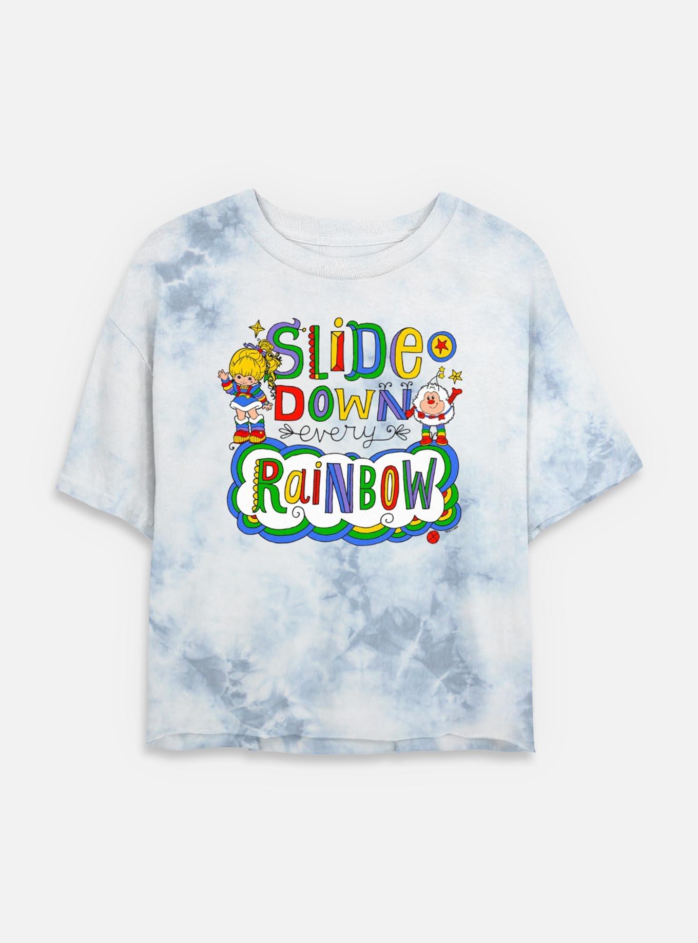 Rainbow Brite Down Every Tie Dye Crop Womens T-Shirt