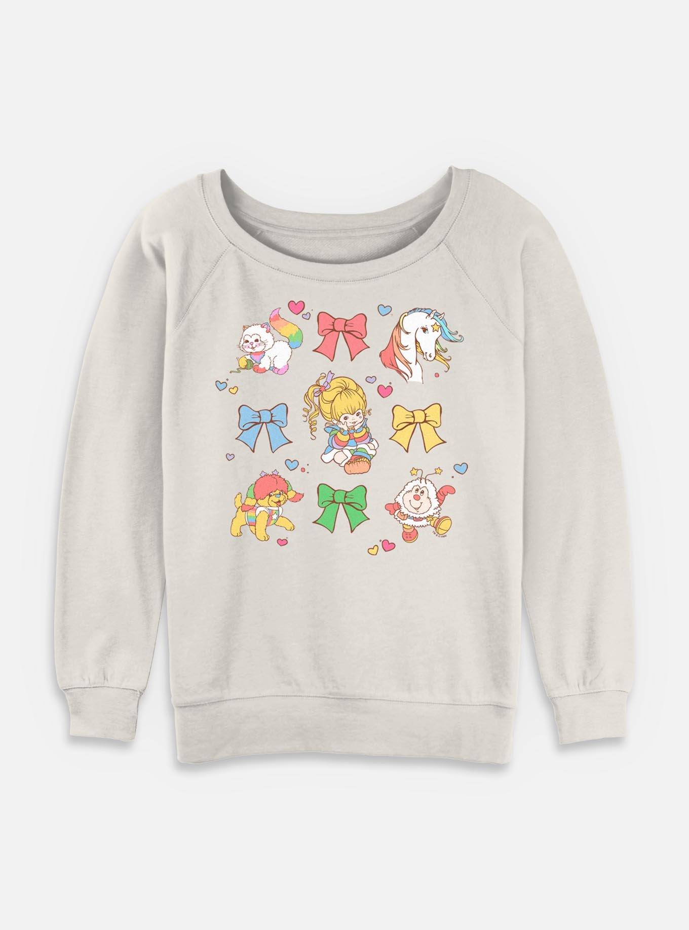 Rainbow Brite Cutie Bow Grid Womens Slouchy Sweatshirt, , hi-res