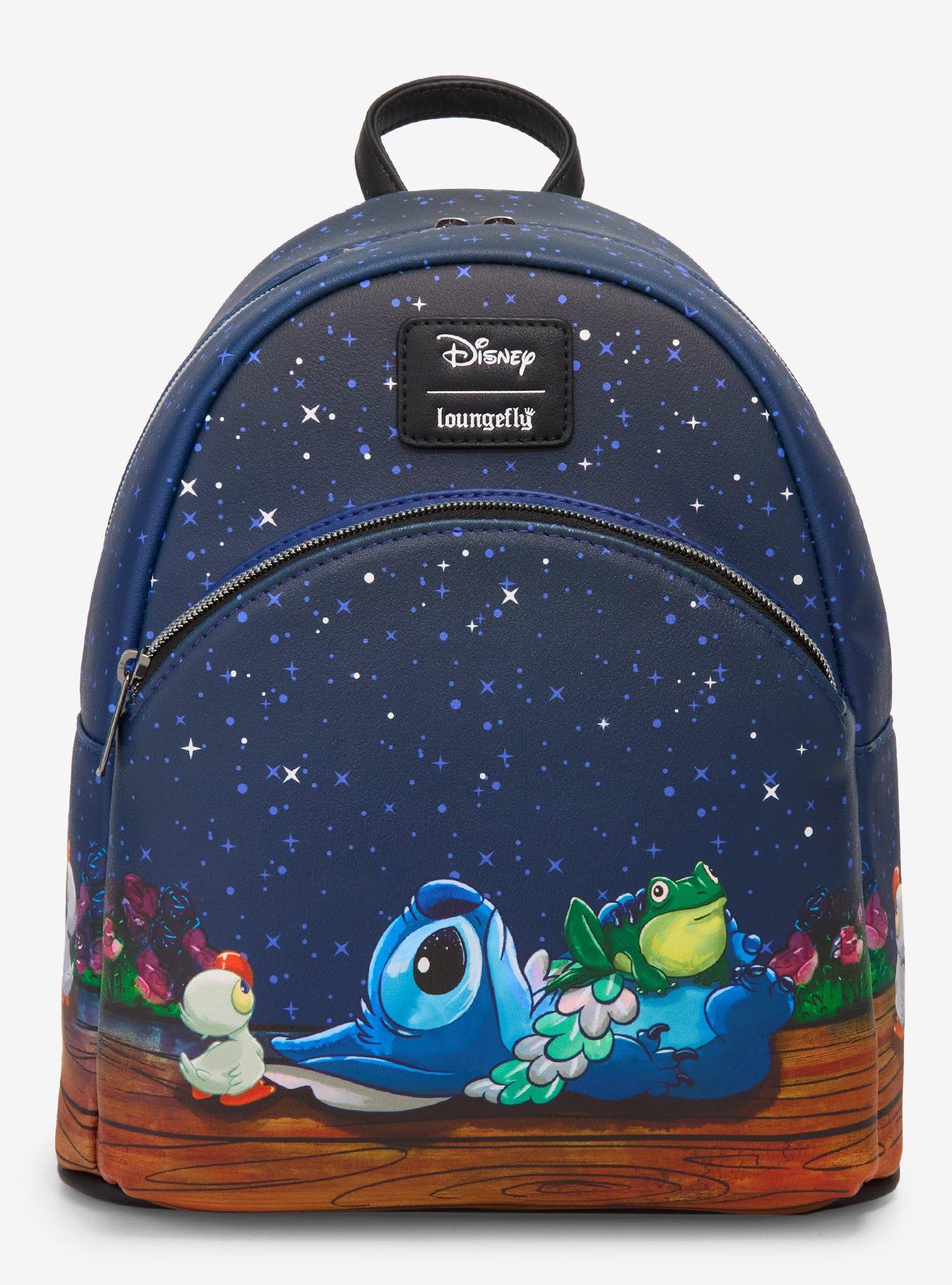 Brand New NWT Hot Topic Disney Lilo and Stitch Loungefly backpack book bag blue Loungefly Disney Lilo & Stitch Tropical Leaves Mini Backpack  main image 4