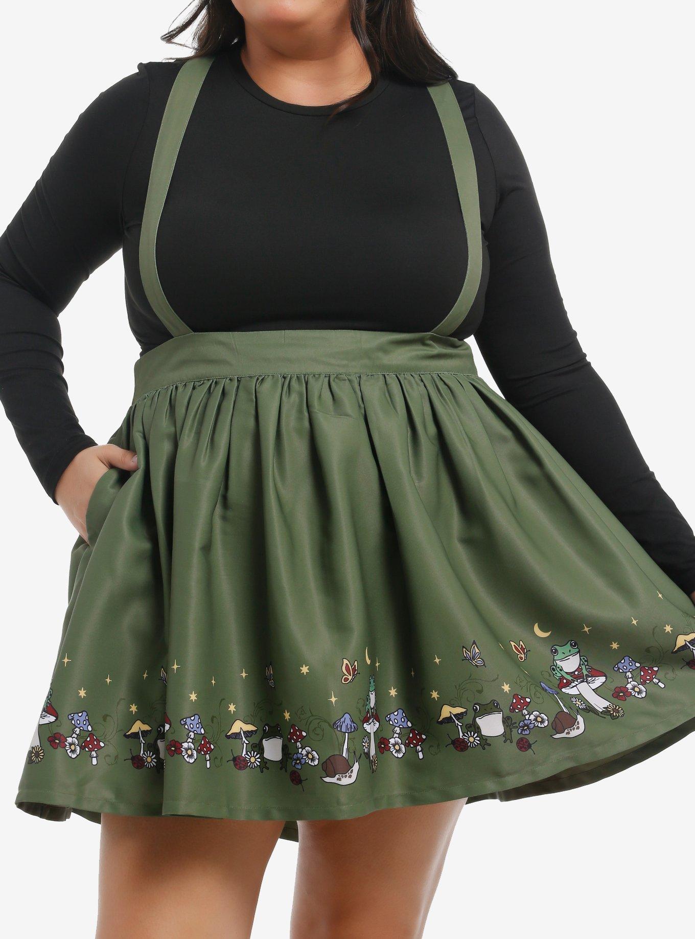 Thorn & Fable Frogs & Mushrooms Skirtall Plus Size, , hi-res