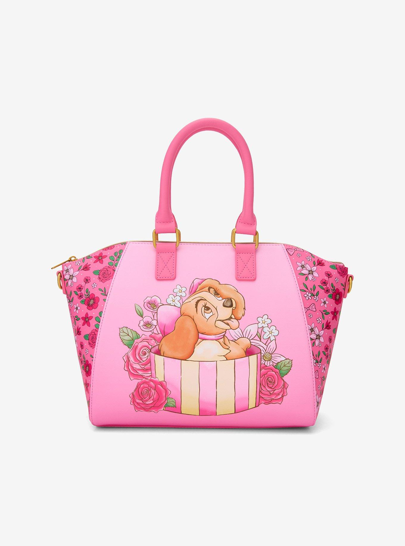 Loungefly Disney Lady And The Tramp Pink Present Satchel Bag, , hi-res