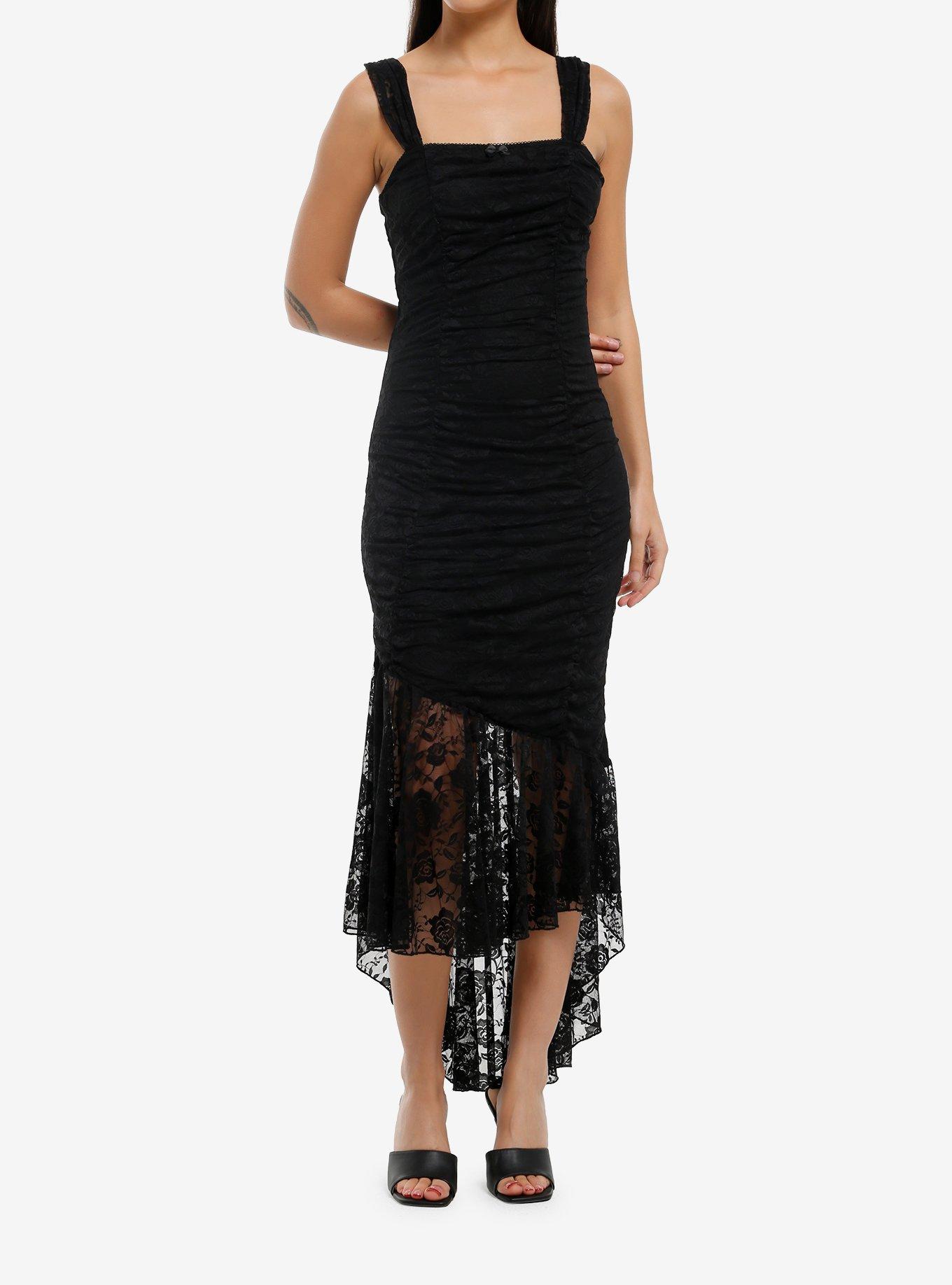 Cosmic Aura Black Lace Mermaid Midaxi Dress