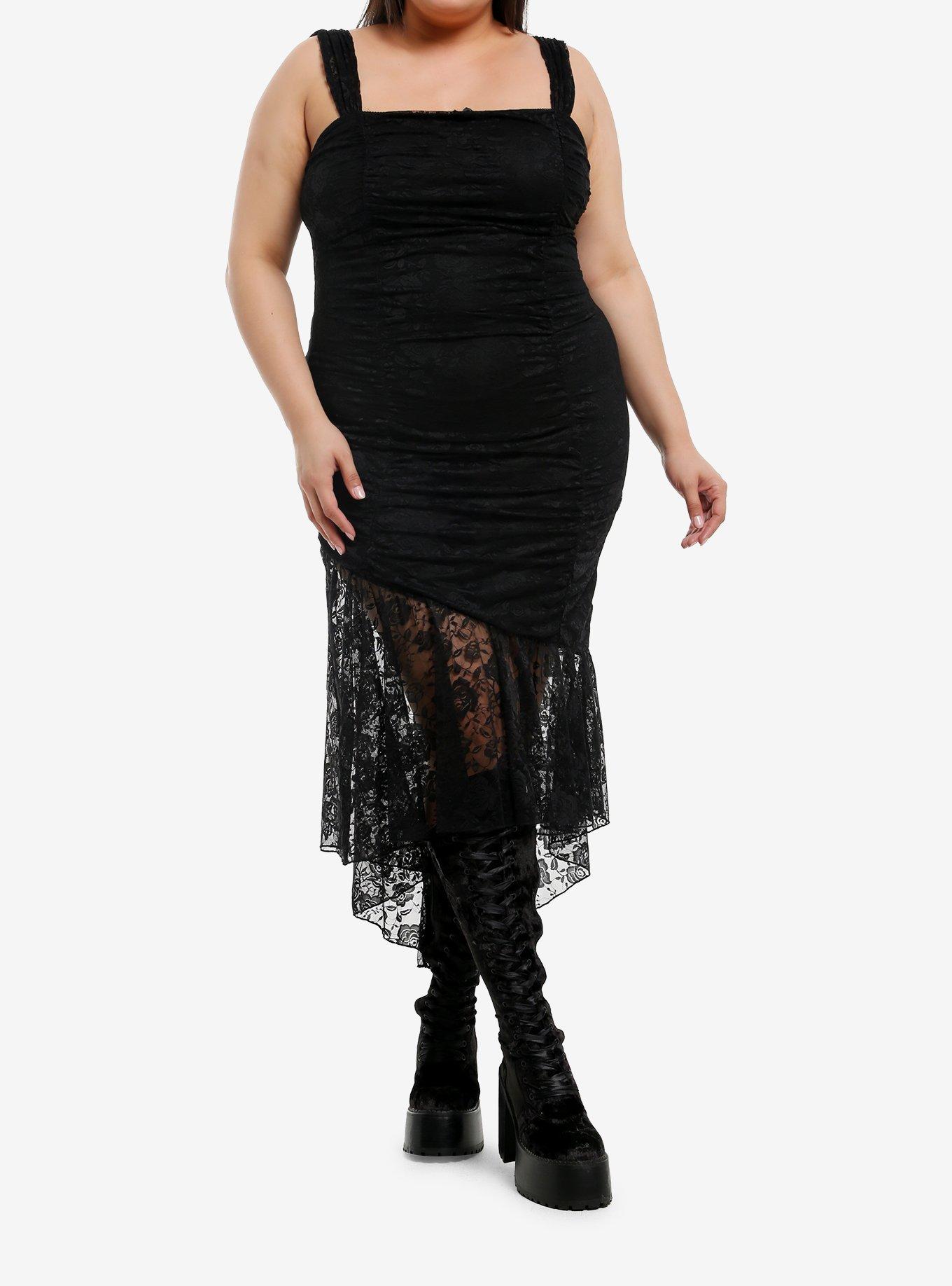 Cosmic Aura Black Lace Mermaid Midaxi Dress Plus Size, , hi-res