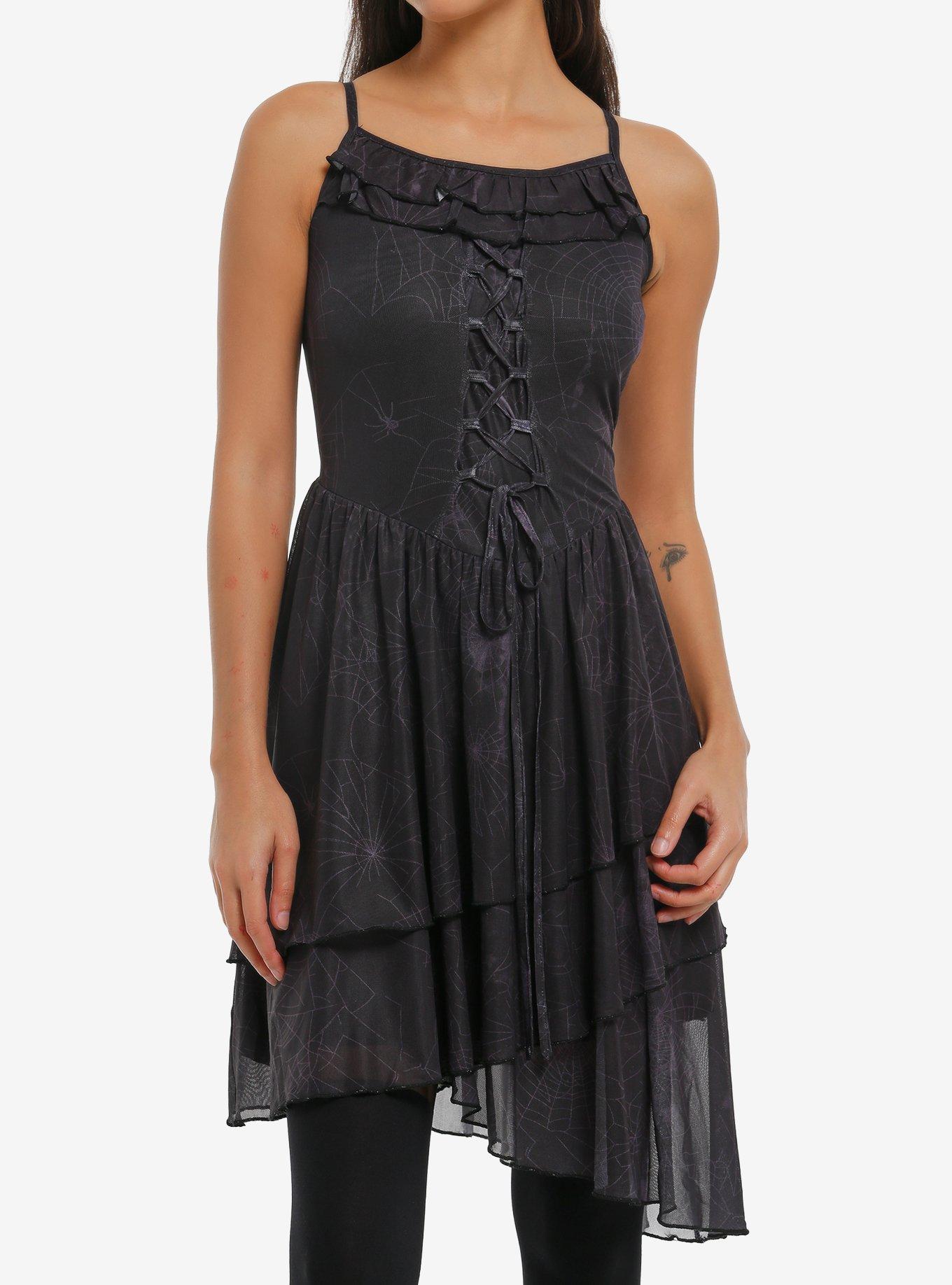 Cosmic Aura Spiderweb Lace-Up Midaxi Dress, , hi-res