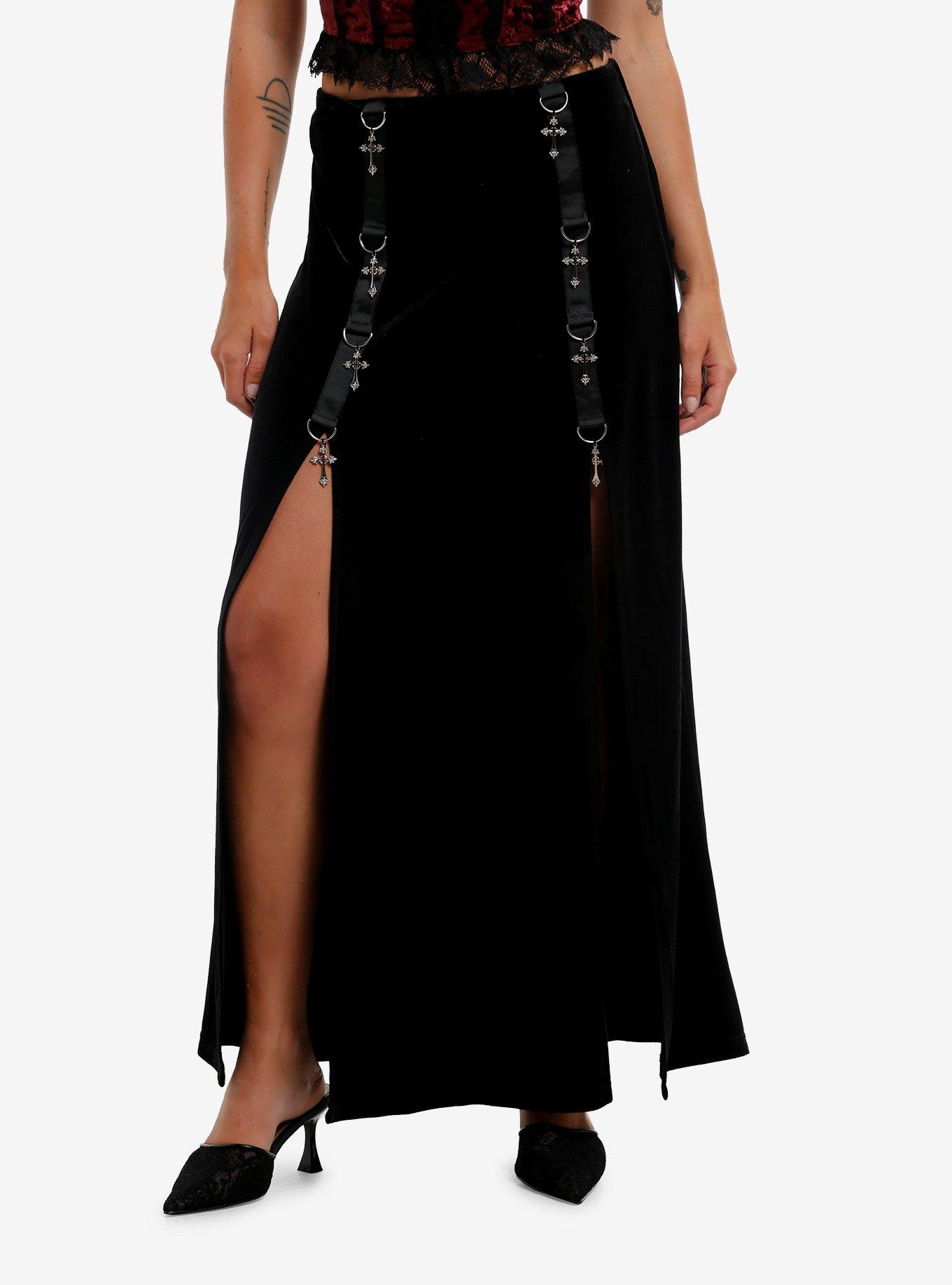 Cosmic Aura Cross Charm Velvet Maxi Skirt | Hot Topic
