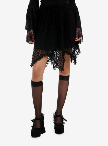 Cosmic Aura Black Lace Hanky Hem Mini Skirt | Hot Topic