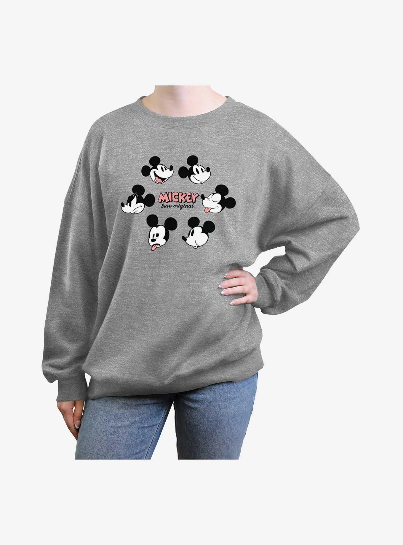 Disney Mickey Mouse Faces Girls Oversized Sweatshirt, HEATHER GR, hi-res