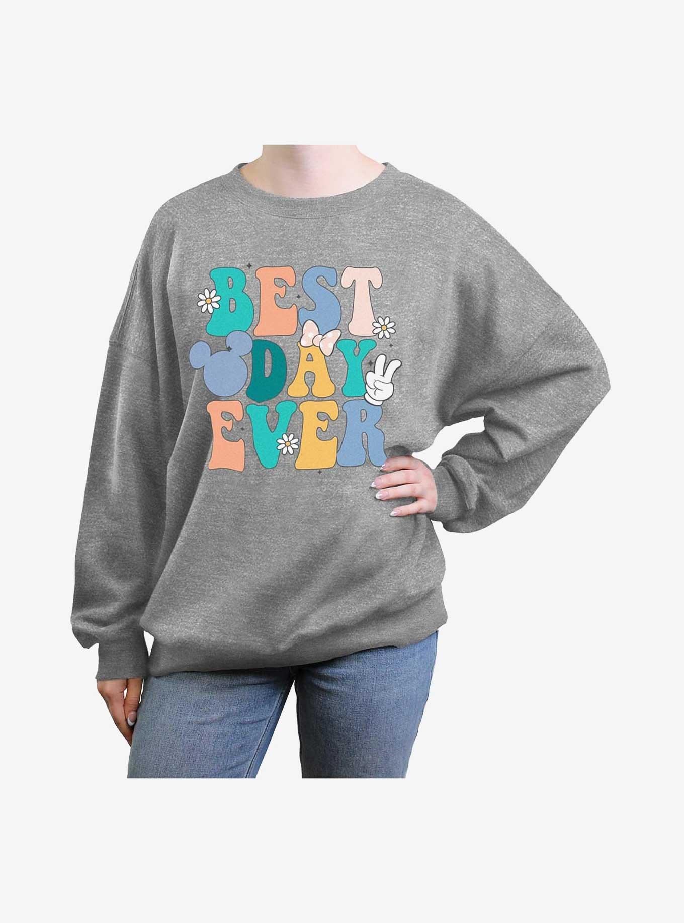 Disney Mickey Mouse Best Day Ever Girls Oversized Sweatshirt
