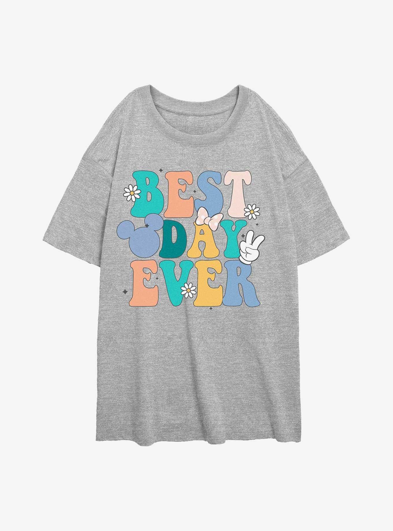 Disney Mickey Mouse Best Day Ever Girls Oversized T-Shirt, ATH HTR, hi-res