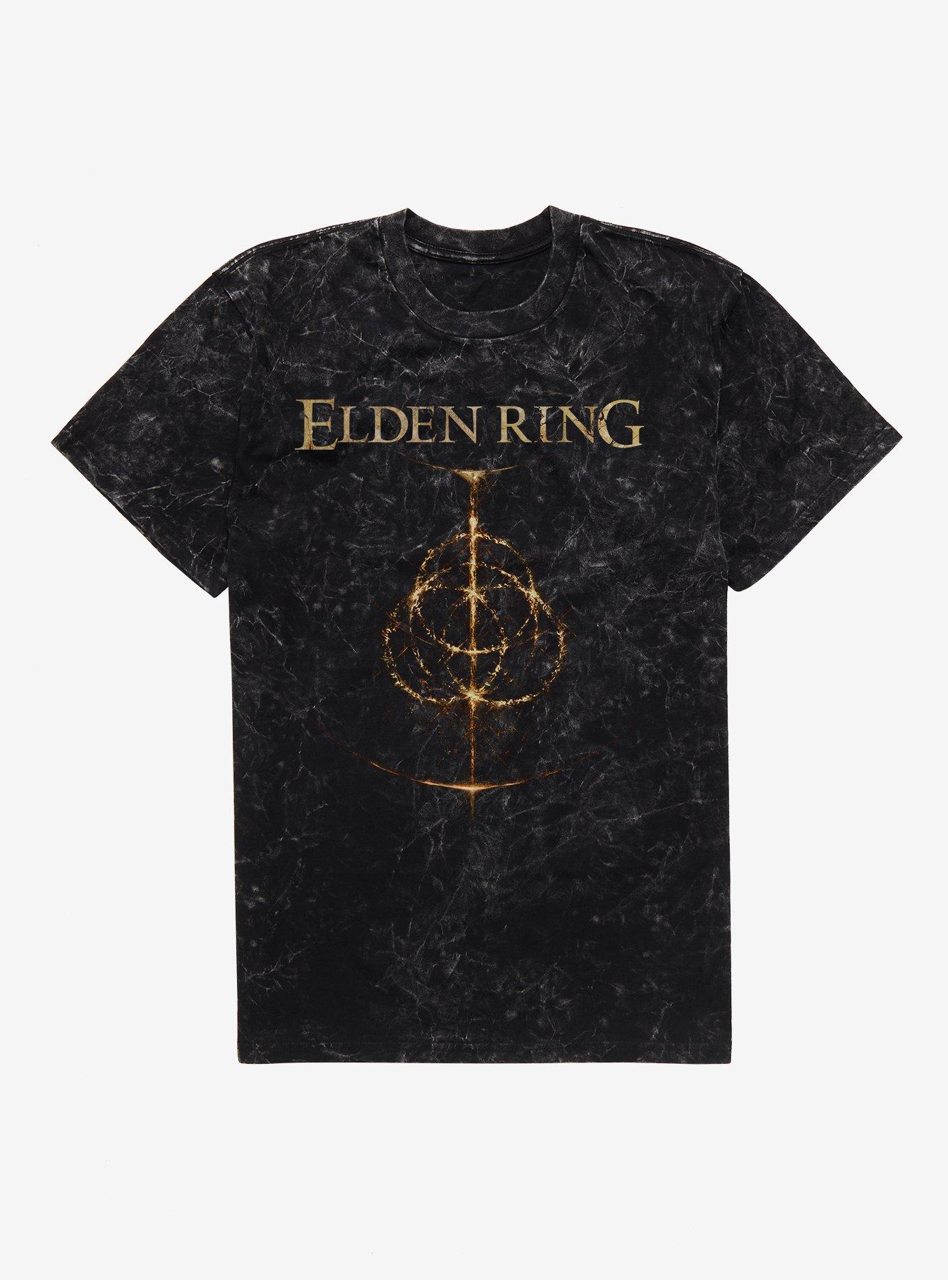 Elden Ring Logo Mineral Wash T-Shirt, BLACK MINERAL WASH, hi-res