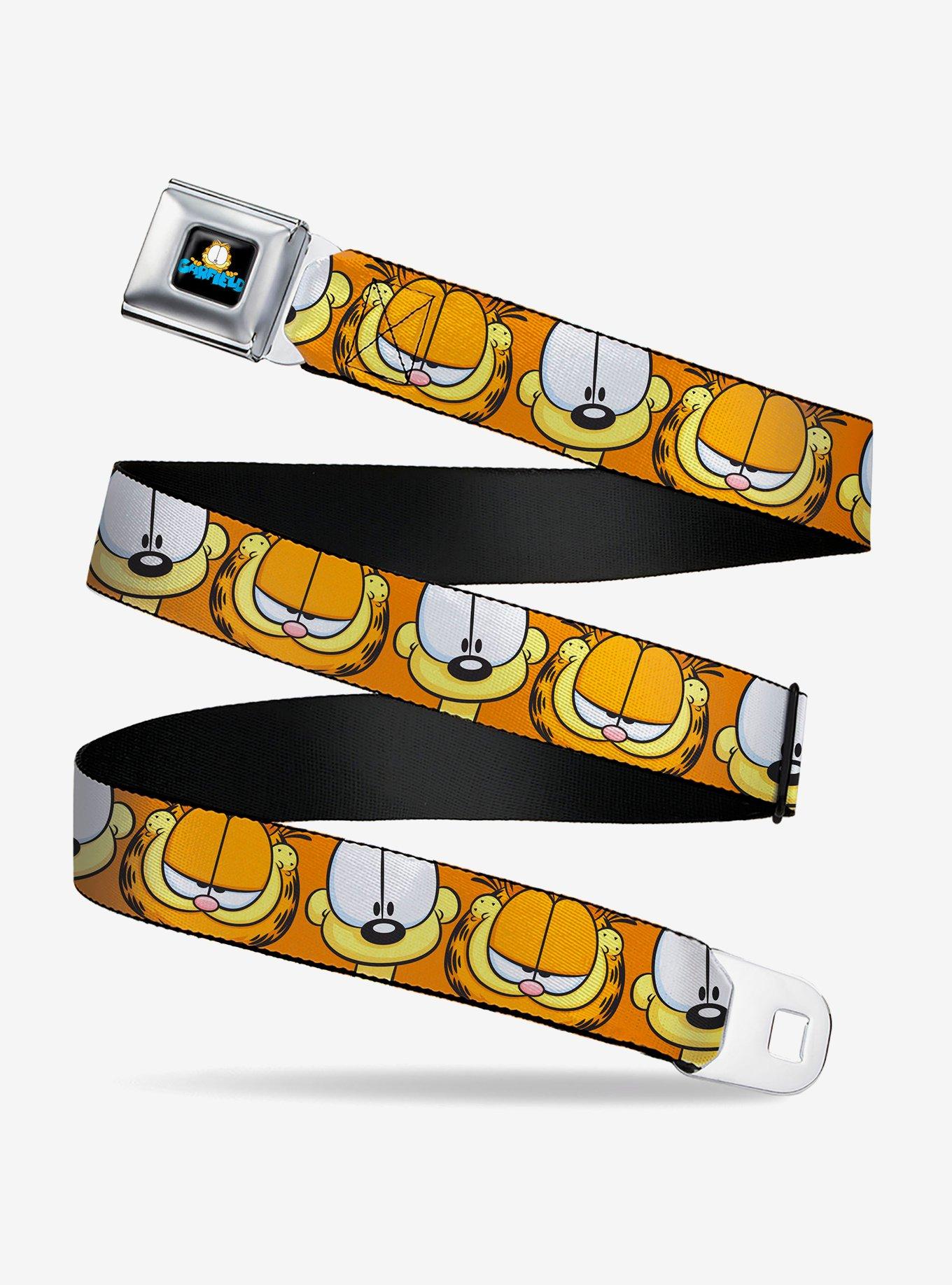 Garfield and Odie Faces Close Up Seatbelt Buckle Belt, ORANGE, hi-res