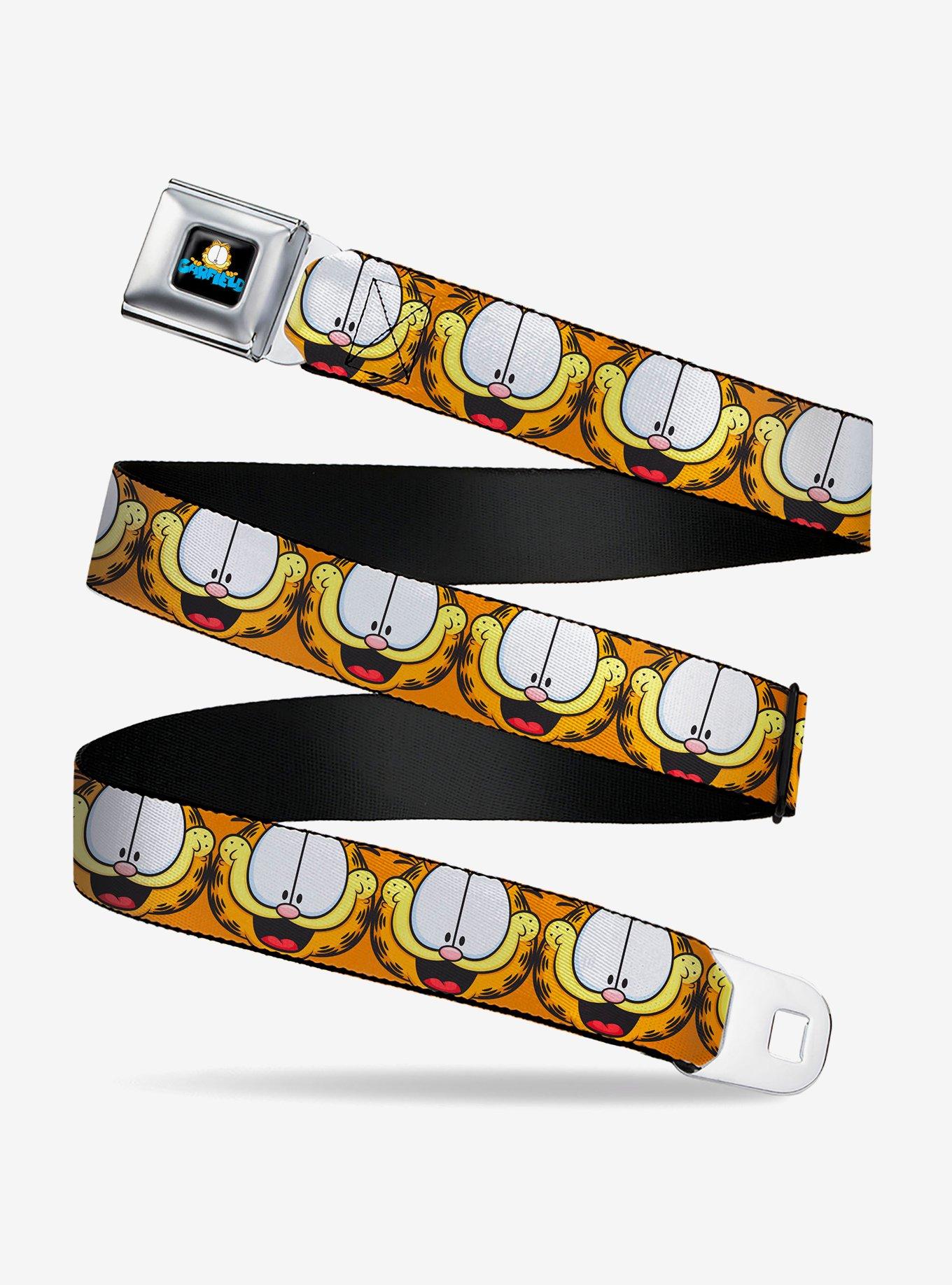 Garfield Smiling Expression Close Up Seatbelt Buckle Belt, ORANGE, hi-res