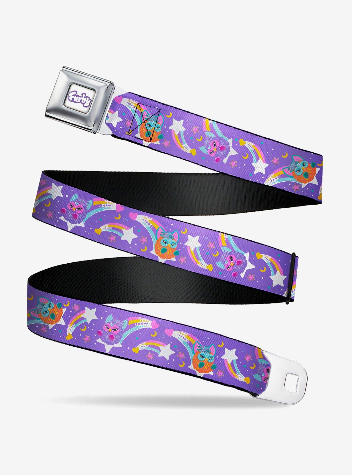 Furby Orange and Purple Jumping Rainbow Slide Seatbelt Buckle Belt, , hi-res