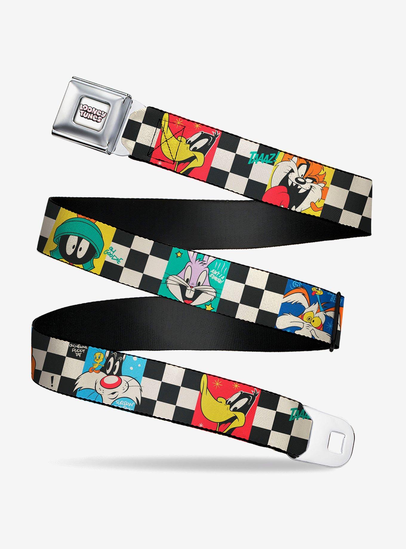 Looney Tunes Checker Pose Blocks Seatbelt Buckle Belt, MULTI, hi-res