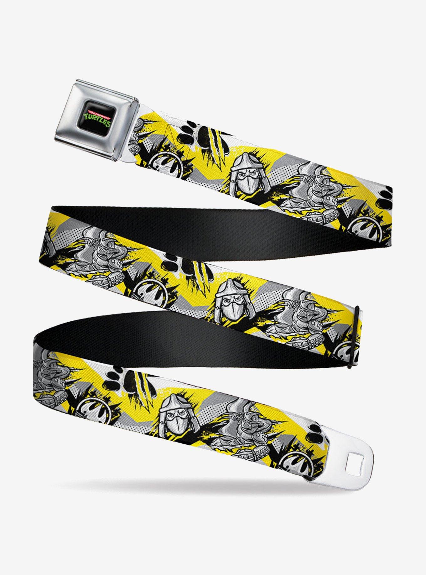 Teenage Mutant Ninja Turtles Shredder Pose and Icons Seatbelt Buckle Belt, GREY, hi-res