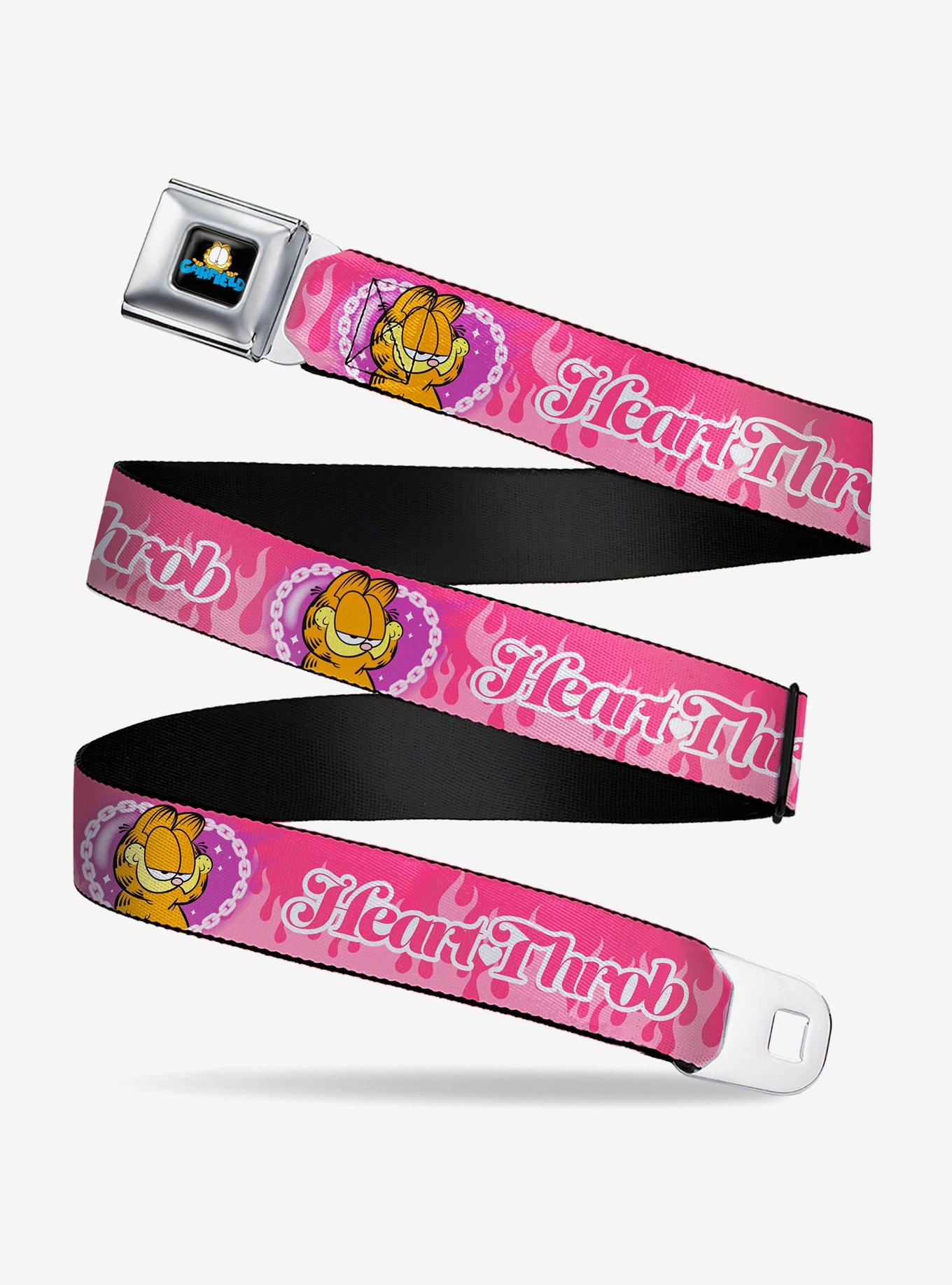 Garfield Heart Throb Flames Pose Seatbelt Buckle Belt, , hi-res