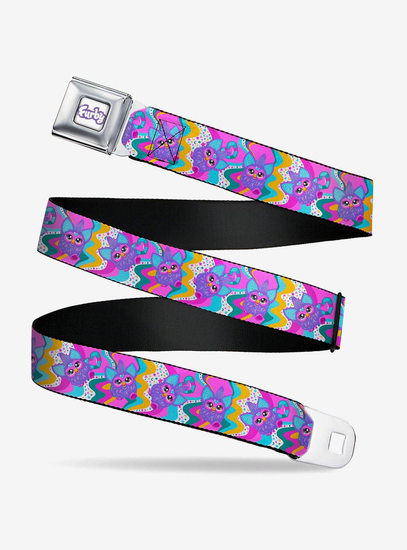 Furby Purple Dancing Pose Collage Seatbelt Buckle Belt, , hi-res