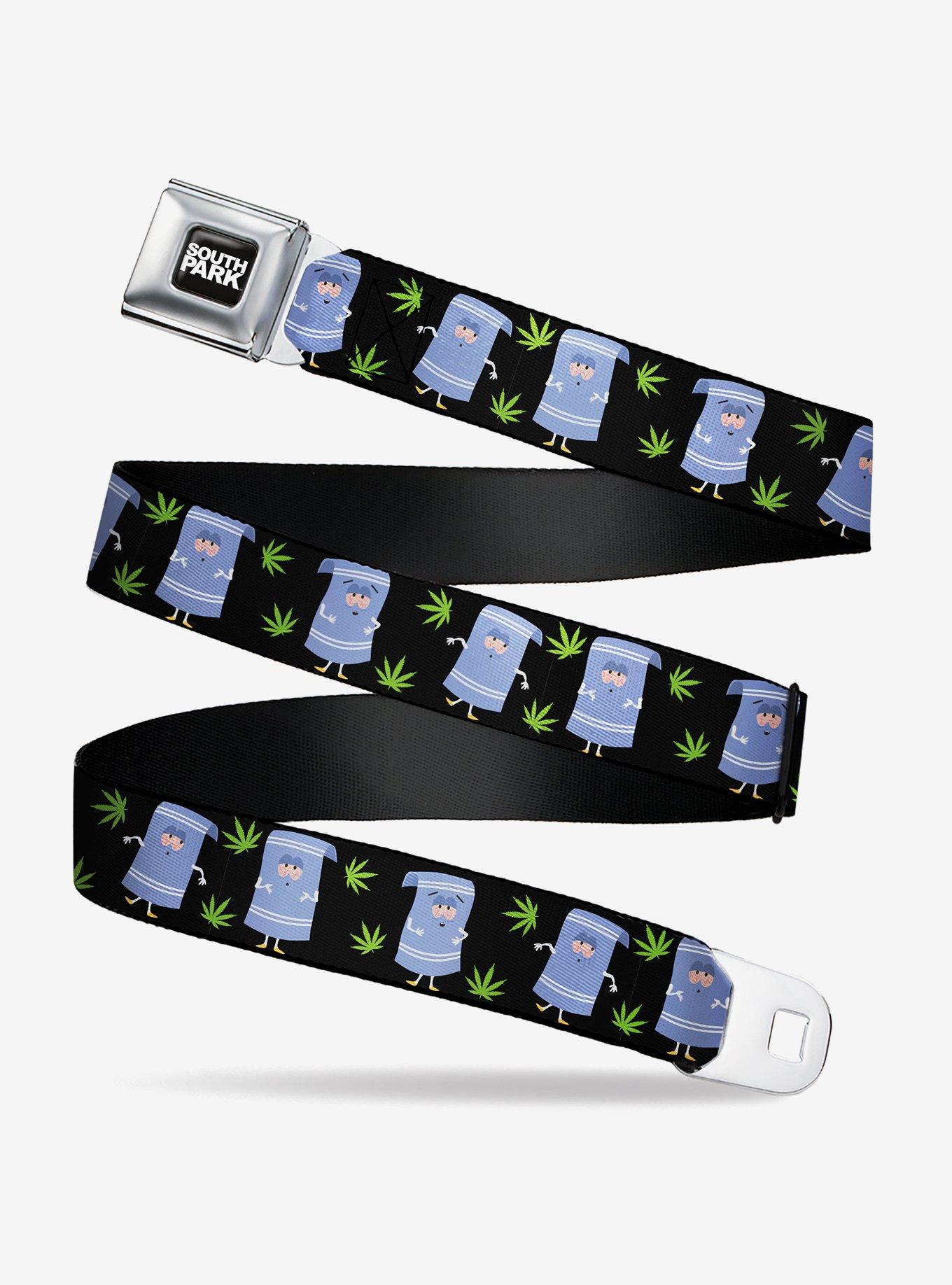 South Park Towlie and Scattered Pot Leaves Seatbelt Buckle Belt, , hi-res