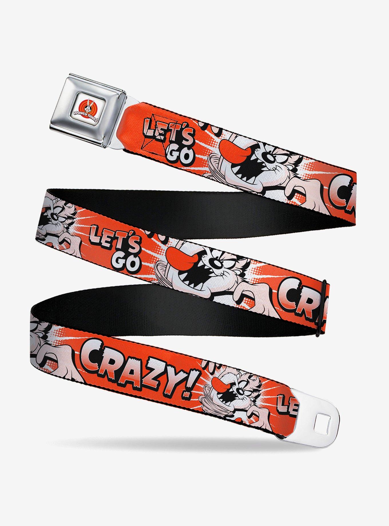 Looney Tunes Taz Tasmanian Devil Let's Go Crazy Pose Seatbelt Buckle Belt, , hi-res